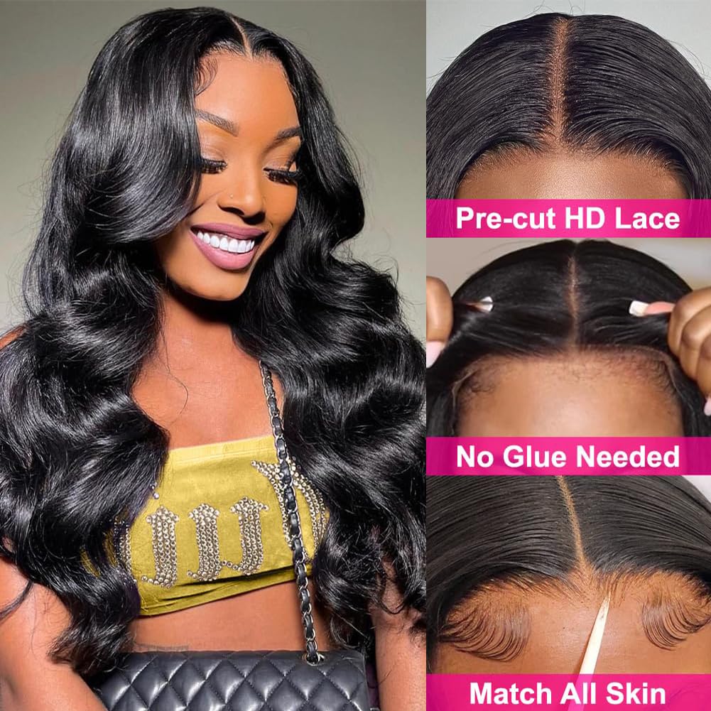 20 Inch 5x5 Body Wave Human Hair Wig 180% DensityWear and Go Glueless Wigs HD Lace Closure Wigs Human Hair Body Wave Lace Front Wigs Glueless Wigs Human Hair Pre Plucked Pre Cut