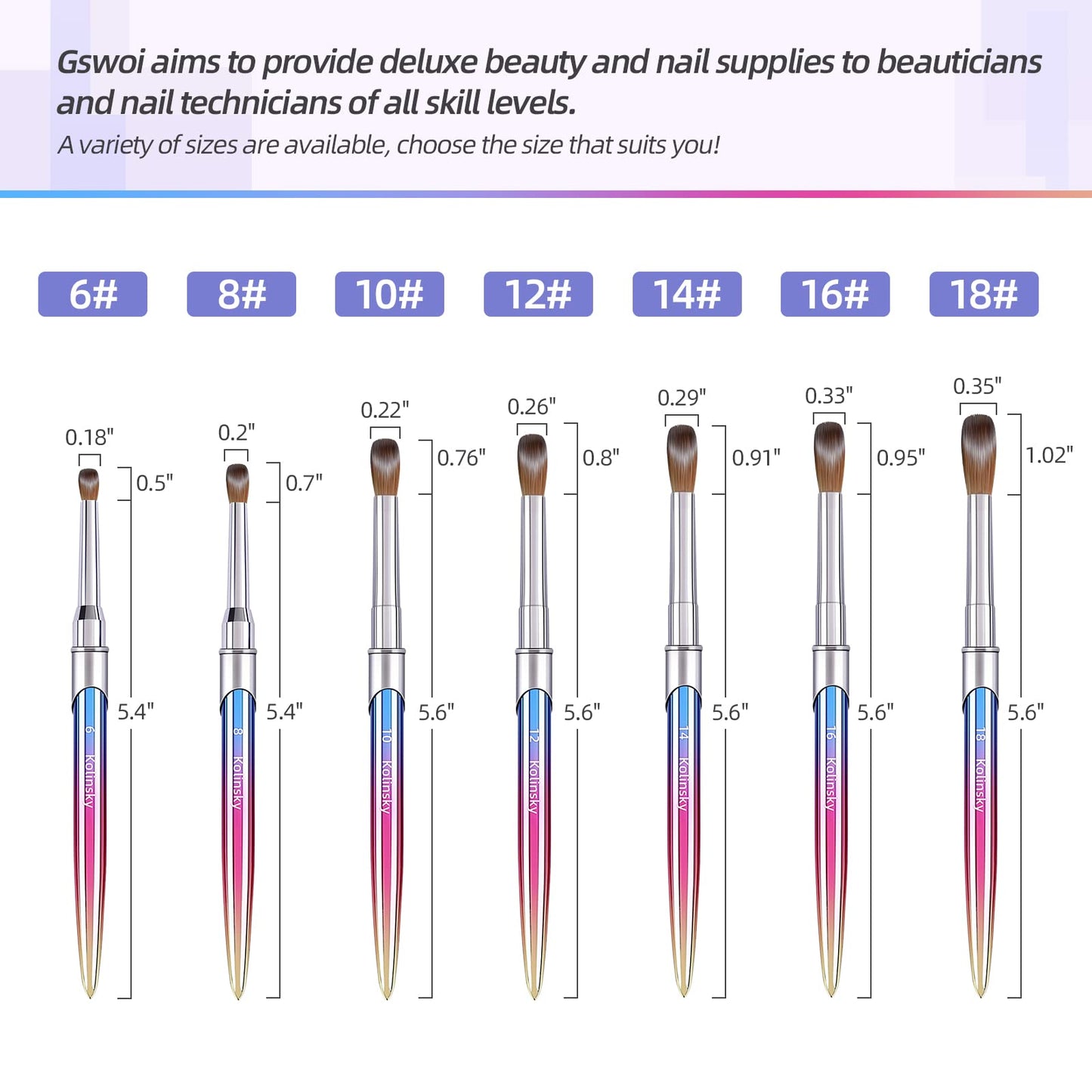 100% Kolinsky Acrylic Nail Brush Size 16,Pure Handmade Round Shape Nail Brushes For Acrylic Application,Professional Nail Art Brush Manicure for Women (#16)