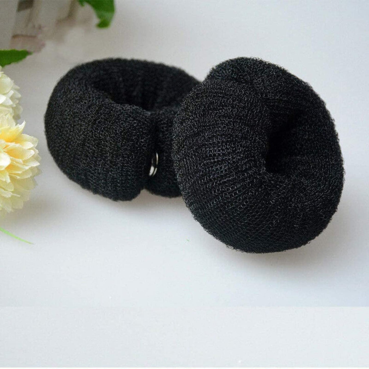 3 Pcs Women's Hair Styling Tools: DIY Hair Foam Ring Shaper, Hair Donut Bun Accessory, Long Nylon Buckle Ring for Magic Ponytail Holder (3 Beige)