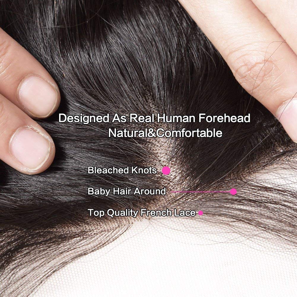 Greatremy 13x4 Body Wave Human Hair Lace Frontal, Free Part Natural Hairline with Baby Hair, 130% Density Full Cuticle Aligned Wavy Hair Fronal (10 inch)