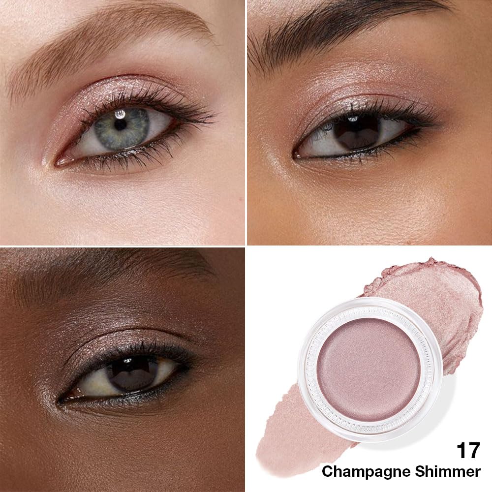 evpct Single Cream Eye Shadow Makeup Pallette Brightener, Champagne Shimmer Glitter Metallic Monochrome Mini Eyeshadow Palette Highly Pigmented Waterproof Blendable sombras en crema para ojos 17