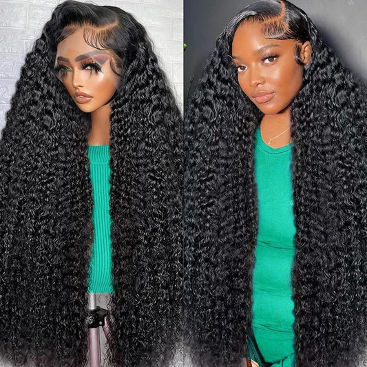 200% Density 13x6 HD Transparent Curly Lace Front Wig Human Hair Pre Plucked Glueless Kinky Curly Lace Front Wig Human Hair Wigs with Baby Hair Bleached Knotsigs For Women(13x6 Lace Front Wig 28 Inch)