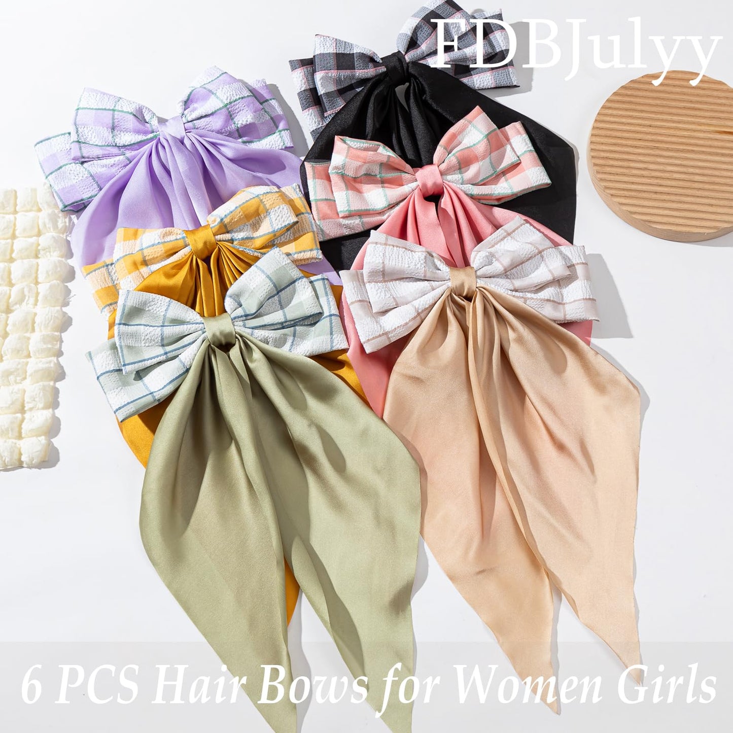 Hair Bows for Women & Girls - Nonslip Bow-knot Claw Clips for Thick & Thin Hair, Big Hair Bows (6 PCS)