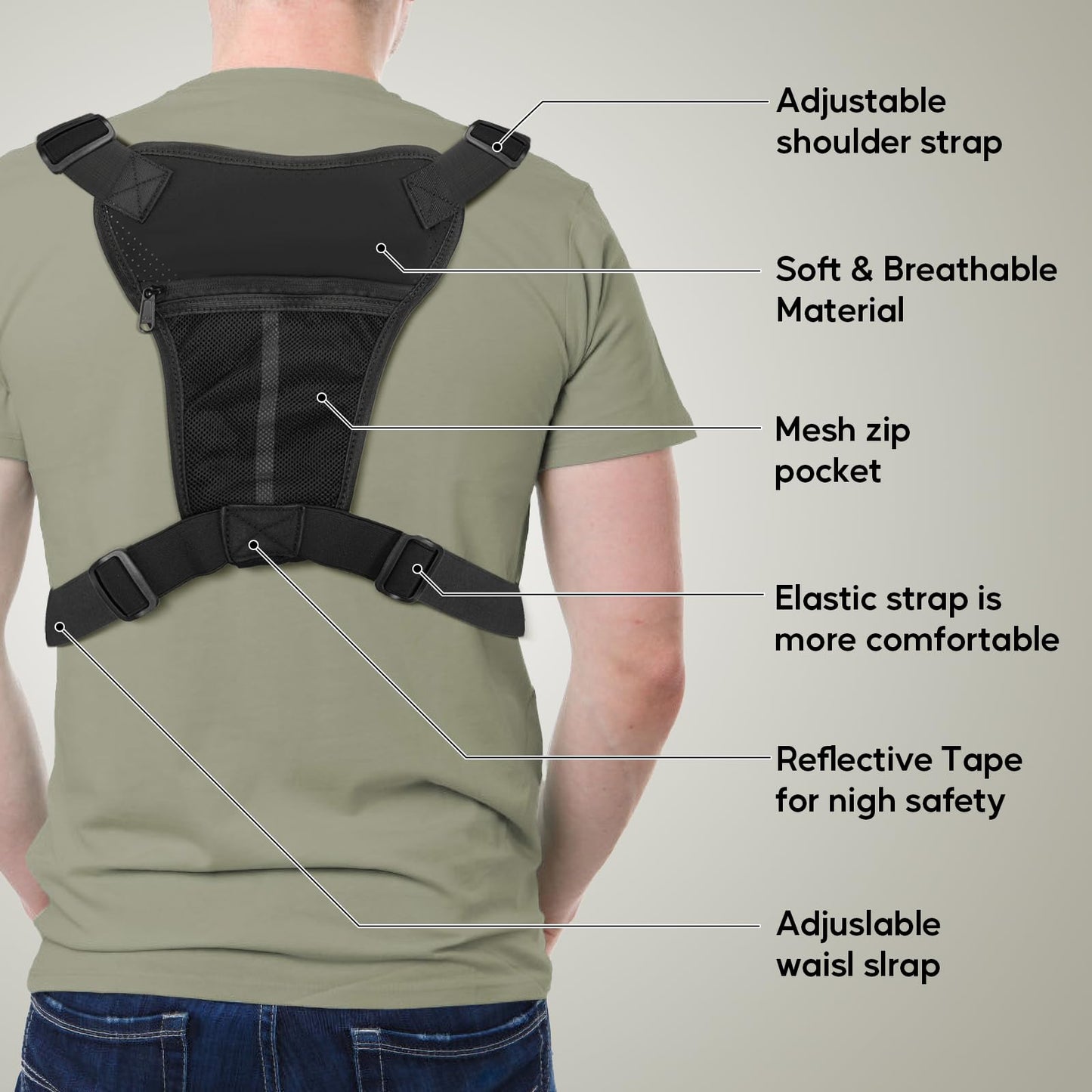 LarKoo Sports Chest Bag for Men & Women EDC Pouch Bag Chest Vest Holster Fits Most Pistols, Adjustable IFAK Travel Chest Pack for Running, Hiking, Workouts… (ACU Black)