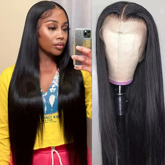 20 inch Straight Lace Front Wigs Human Hair 250% Density Wig 13 x 4 Lace Front Glueless Wigs Pre Plucked Pre Cut Virgin Wigs for Women Natural Black