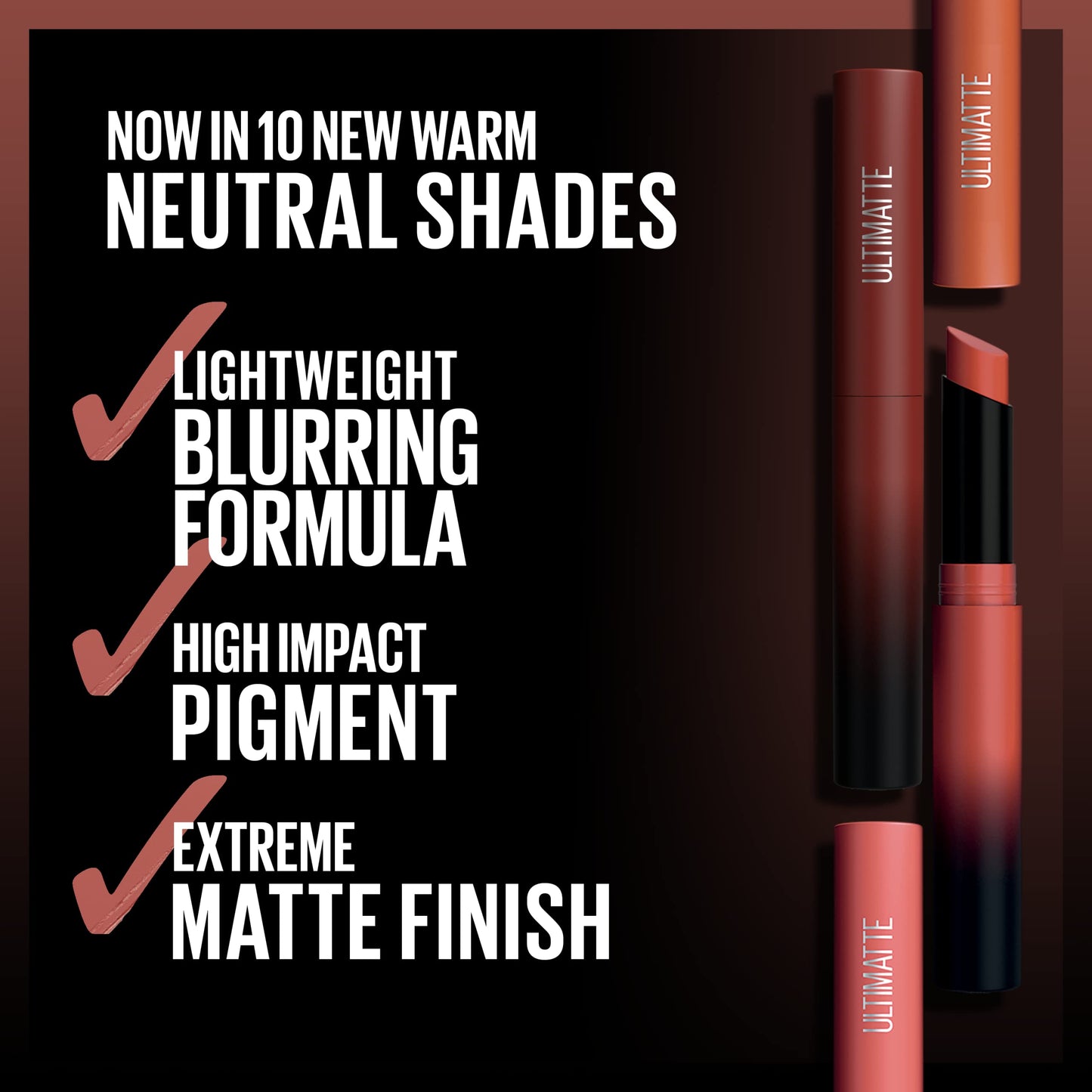 Maybelline Color Sensational Ultimatte Matte Lipstick, Non-Drying, Intense Color Pigment, More Blaze, Terracotta Rose, 1 Count