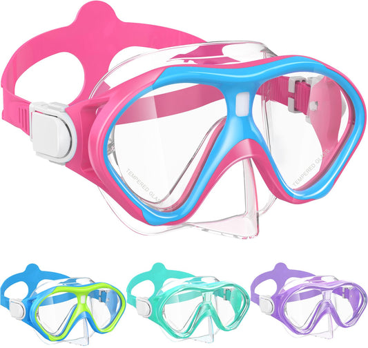 ACQCES Kids Swimming Goggles Snorkel Diving Mask for Boys Girls Ages 5-15, Luminous Anti-Fog Swim Goggles with Nose Cover