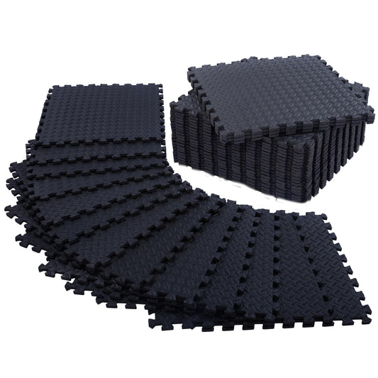 24 Pack, 96 SQFT 1/2" Extra Thick Floor Exercise Mat for Home Gym or Floor Padding for Kids - High-Density EVA Interlocking Foam Floor Tiles for Gym Equipment, Play Area - Yoga, Cardio, Weights, MMA