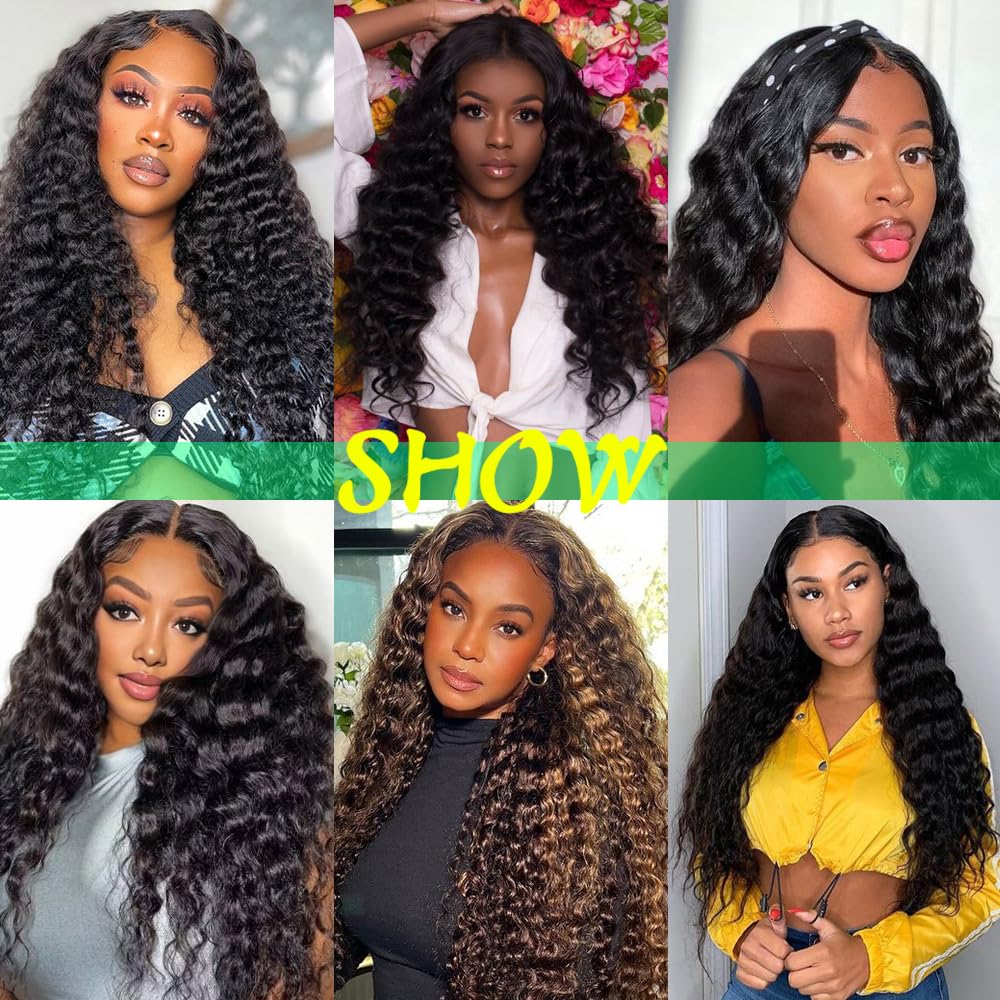 Tahikie Deep Wave Clip ins Human Hair Extensions for Women 8Pcs Deep Wave Clip in Hair Extensions Real Human Hair Thick to Ends with 18Clips Double Weft 120g (14 inch, #Natural Color)