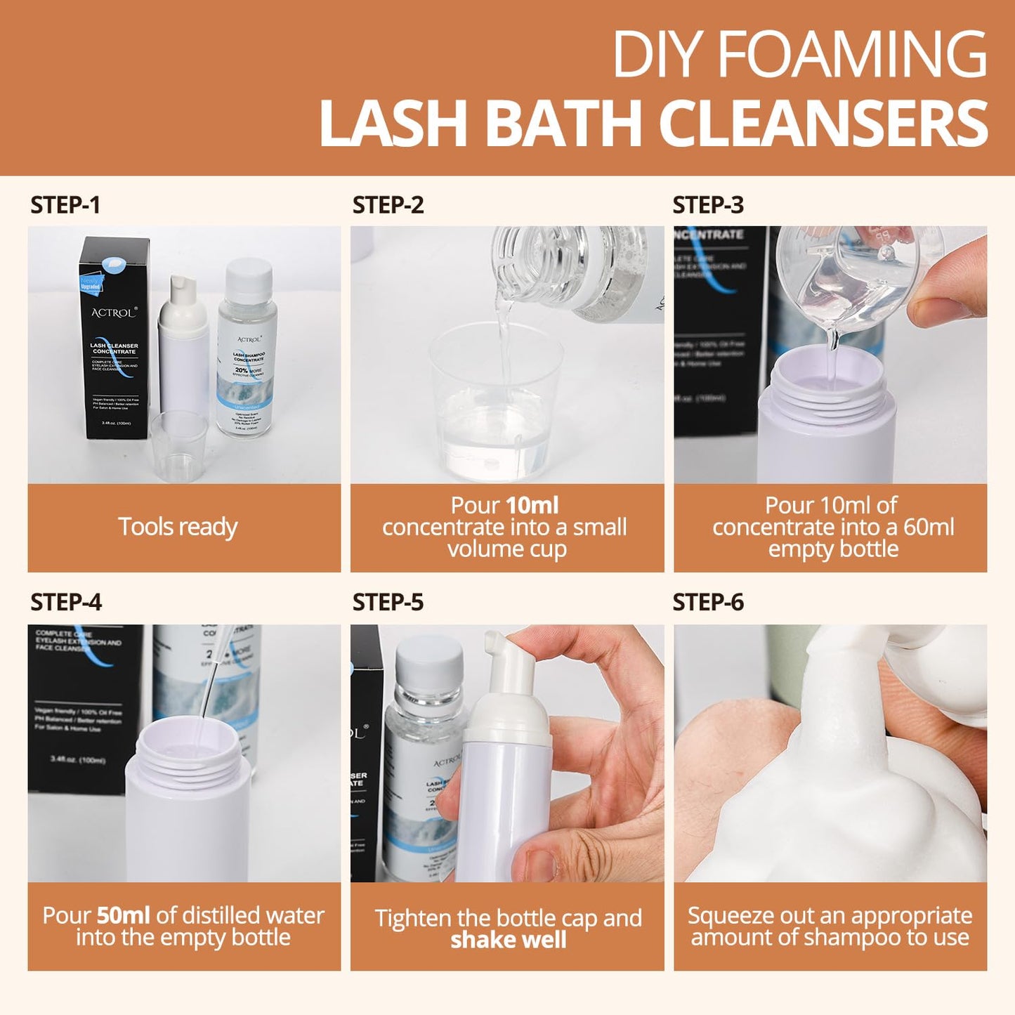 ACTROL Eyelash Shampoo Concentrate 100ml Lash Cleanser Concentrate Lash Wash Concentrate Upgrade Shampoo for Lashes DIY Eyelash Extensions Shampoo Almond