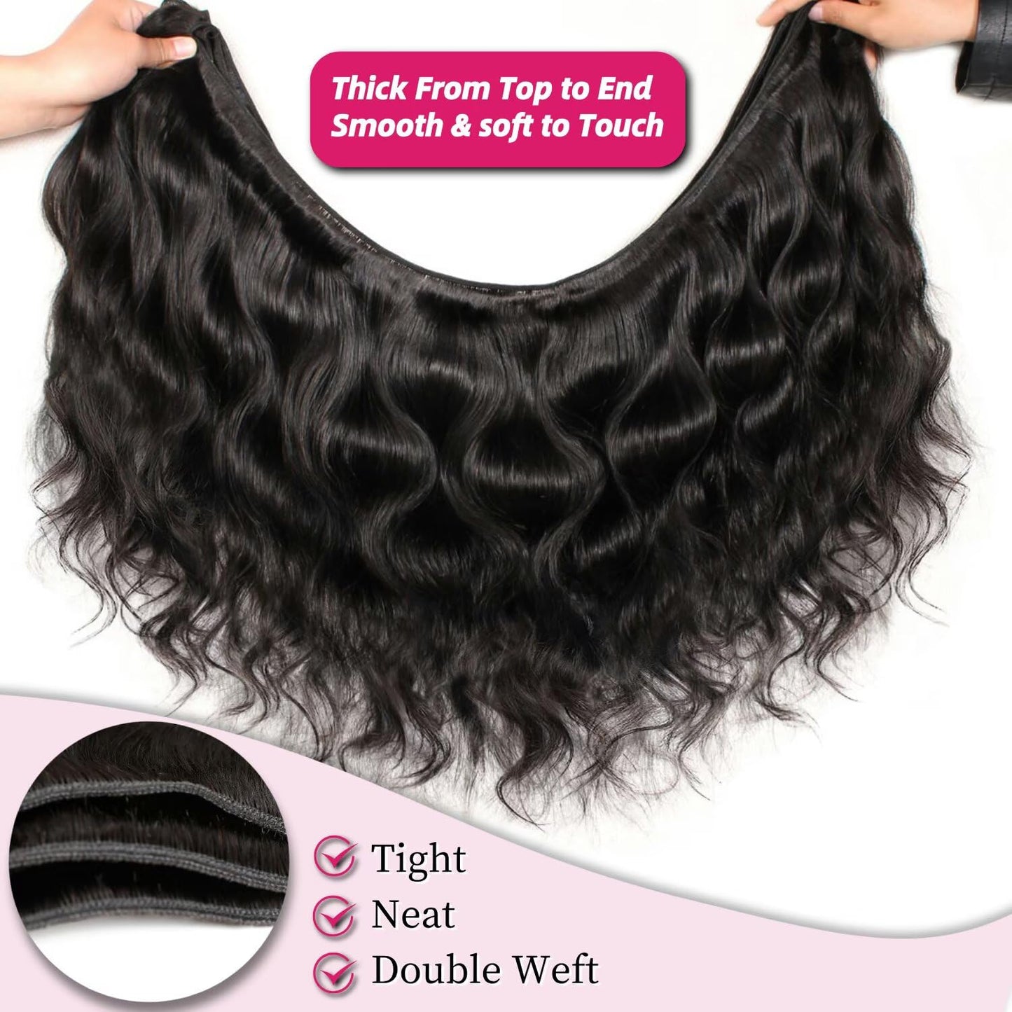 12A Human Hair Bundles10 12 14 16 Inch Body Wave Bundles Human Hair 100% Unprocessed Brazilian Virgin Weave Bundles 4 Bundles Real Natural Black Wavy Human Hair Extensions 1B Bundles for Women