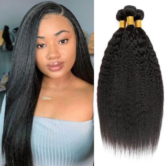 Habiliana Bundles Human Hair Yaki Wave Natural Human Hair Bundles Unprocessed Brazilian Virgin Hair Bundles Natural Human Hair Quick Weave Hair Extension
