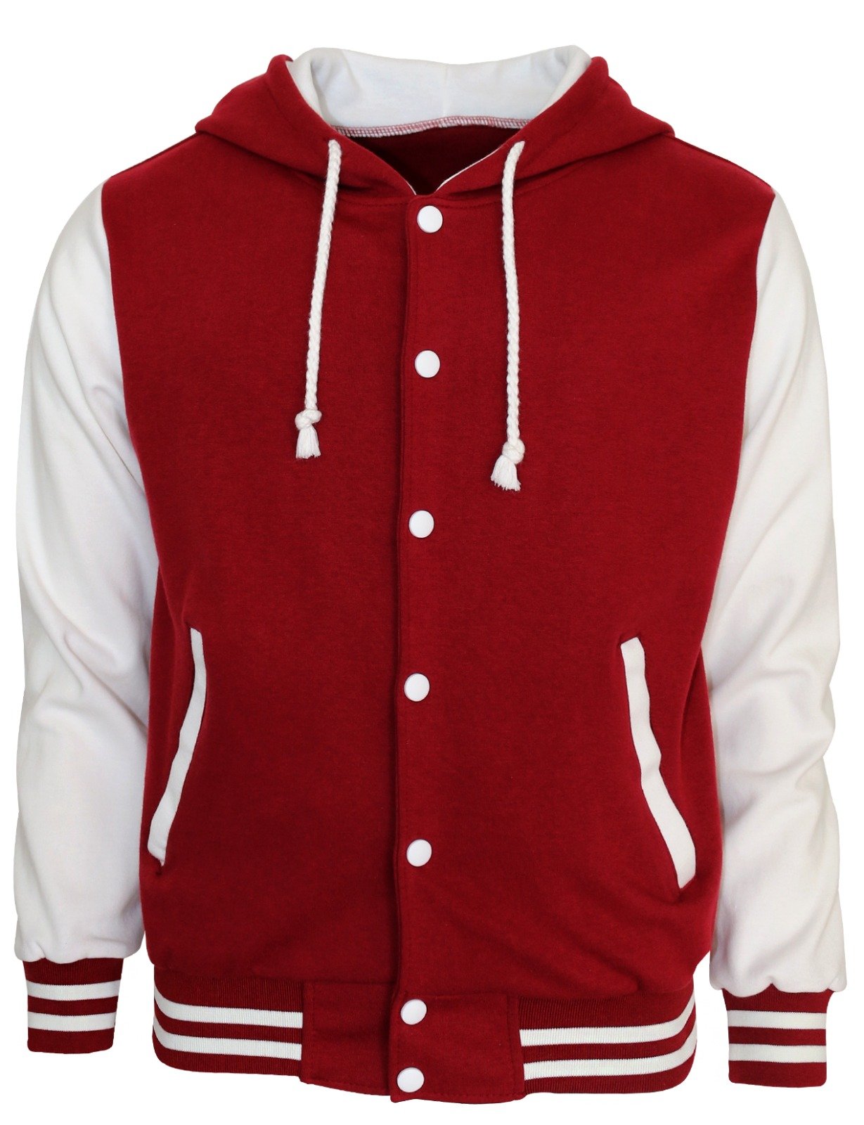 BCPOLO Hoodie Baseball Jacket Varsity Baseball Jacket Cotton Letterman Jacket Brown-White-XL