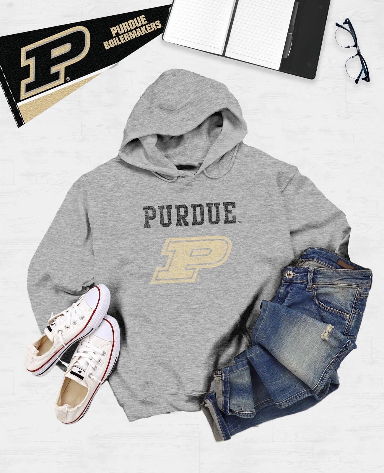 NCAA Officially Licensed Apparel Boilermakers Purdue University Apparel Unisex Logo Hoodie Purdue02H Gray Small