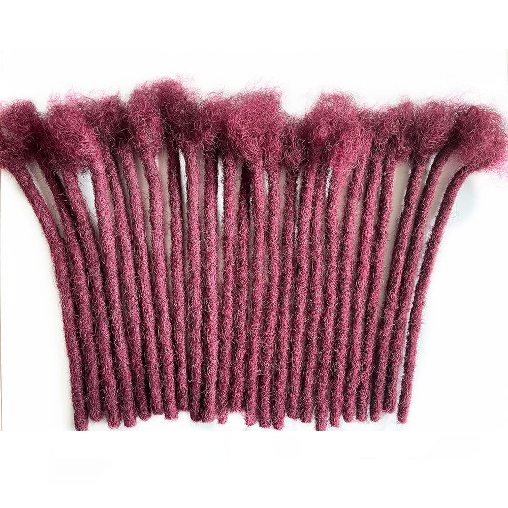 loc extensions Human Hair #Burgundy 8 Inch 10 Strands 0.4cm Thickness for Man/Women/Kid 100% Handmade Can Be Dyed Bleached Curled and Real Permanent Human Hair Dreadlock Extensions