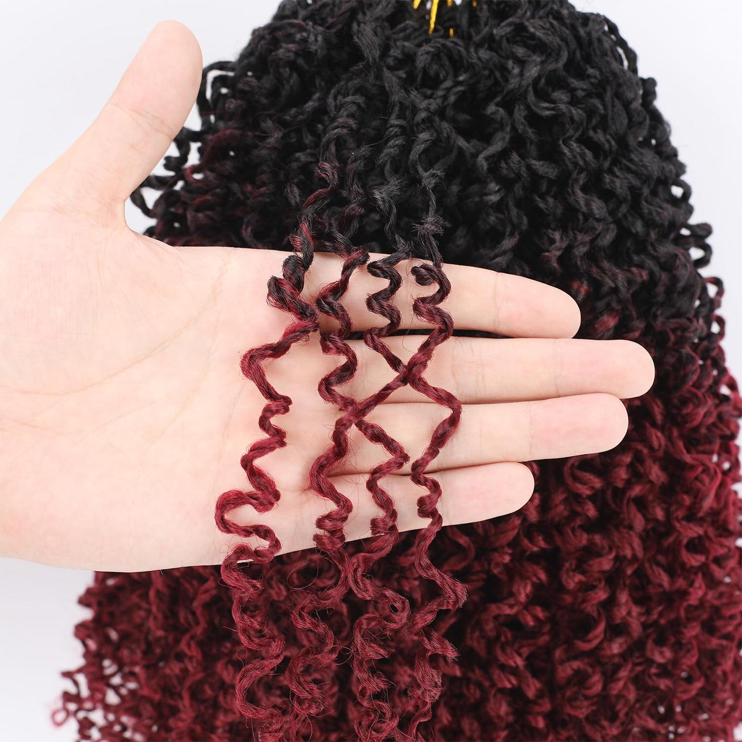 9Packs Pre Twisted Crochet Yanky Twist 8 Inch Ombre Black to Red Bohemian Passion Twist Crochet Braiding Hair for Women Spring Twist Synthetic Hair Short Havana Twist Hair Extensions 1B/Bug#