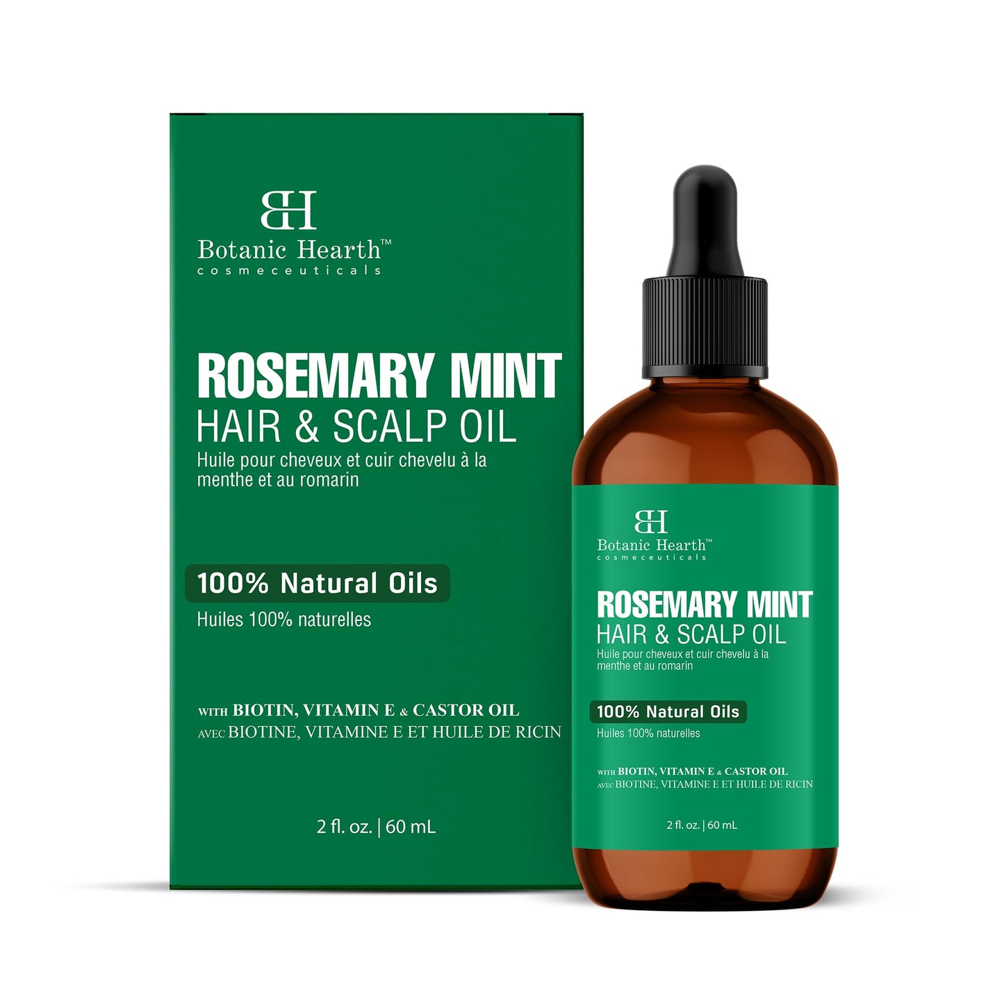 Botanic Hearth Rosemary Mint Hair & Scalp Strengthening Oil (2 fl oz) | Natural Hair Growth & Scalp Treatment | Nourishing & Strengthening Essential Oils for Thicker, Healthier Hair