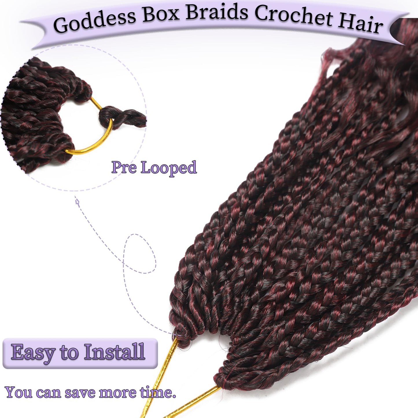 8 Packs Goddess Box Braids Crochet Hair for Black Women Hair 18 Inch Goddess Box Braids Crochet Hair Crochet Braids Crochet Hair for Black Women Crochet Box Braids With Curly Ends(18 Inch,TBug)