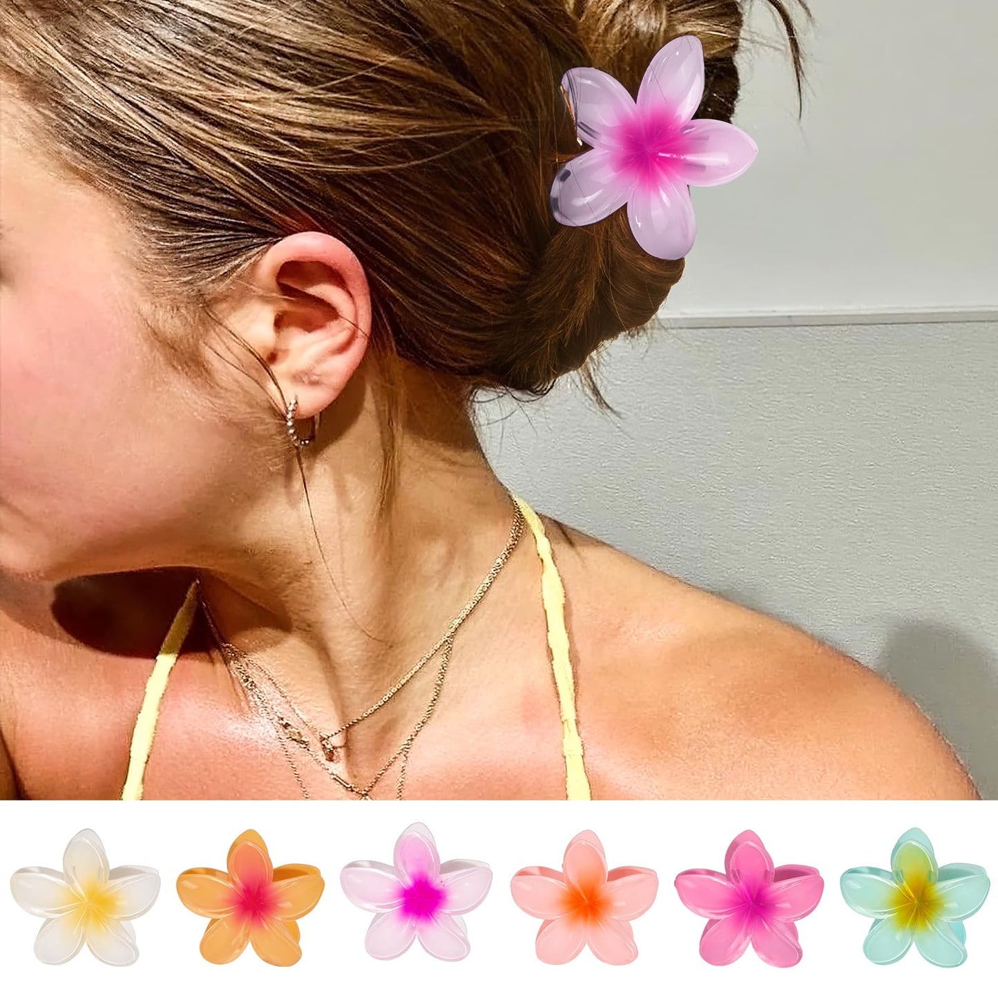6 Pcs Flower Hair Claw Clips, Hawaiian Hair Clips for Women, Beach Cute Hair Accessories