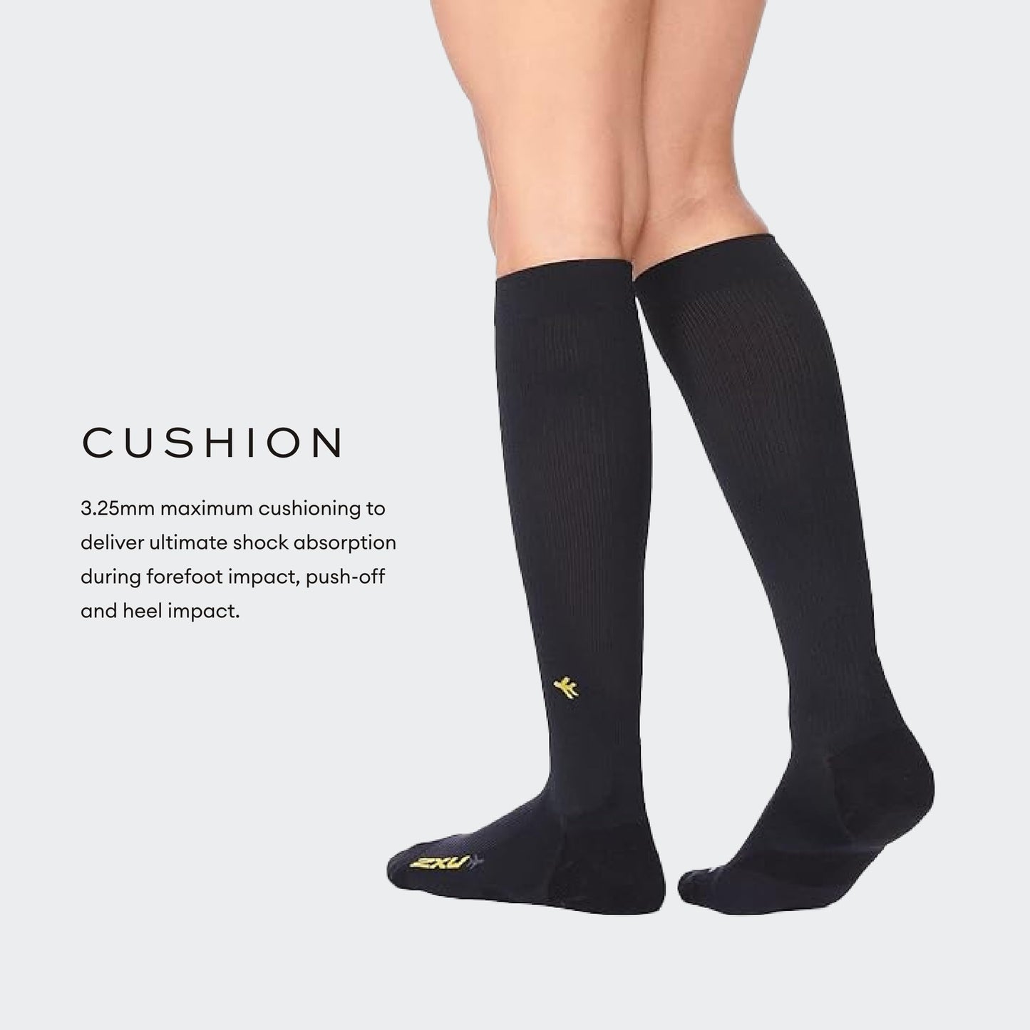 2XU Flight Compression Socks, Black/Black, Medium 1