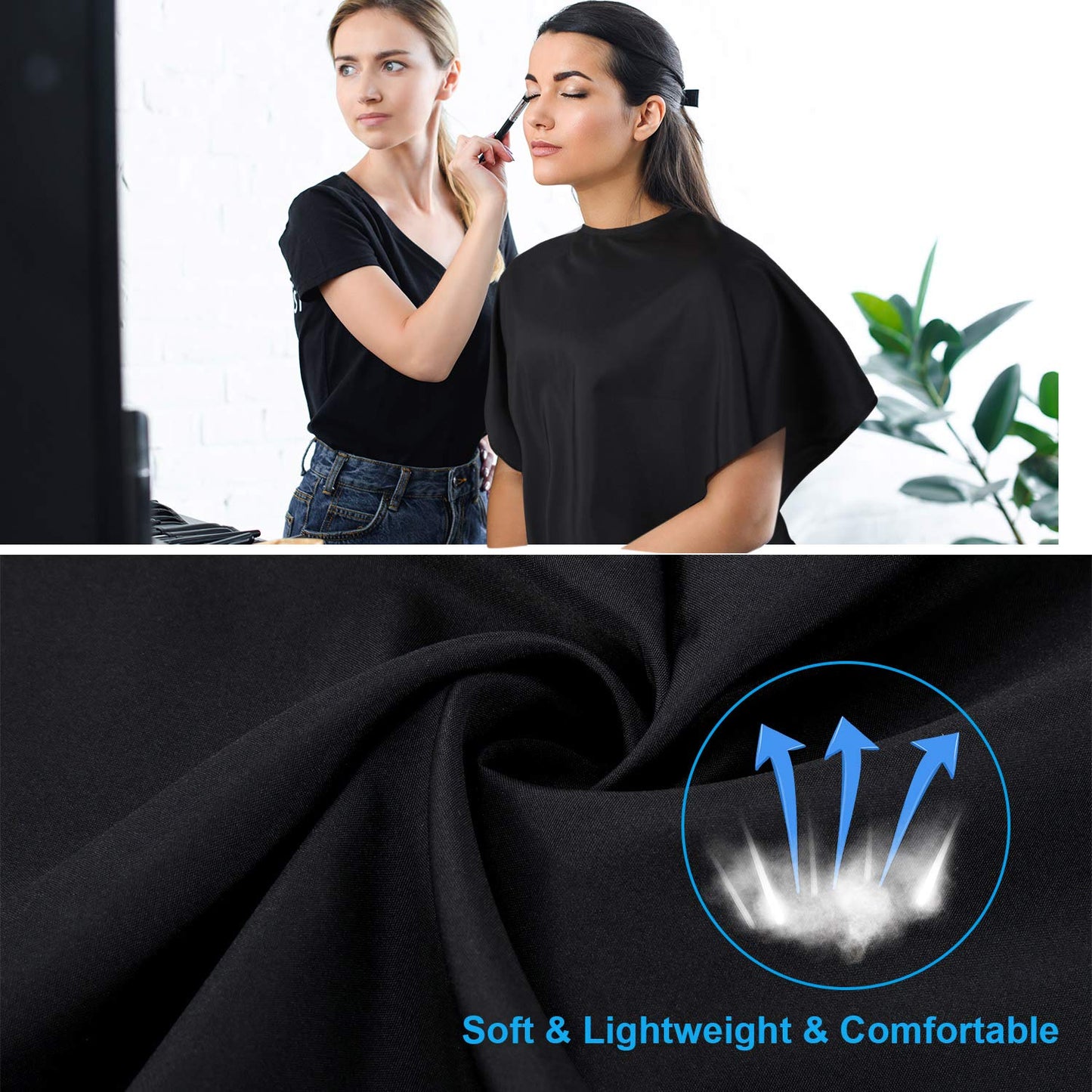 2 Pcs Makeup Cape Makeup Bib Waterproof Beauty Salon Barber Bib Dye Cape Styling Shampoo Apron for Hairdresser Artist Clients(Black)