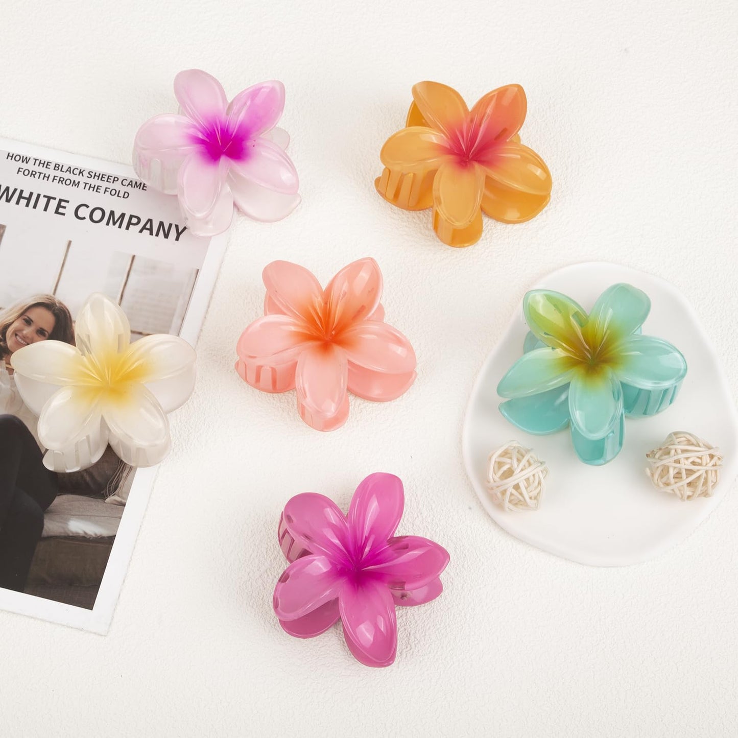 6 Pcs Flower Hair Claw Clips, Hawaiian Hair Clips for Women, Beach Cute Hair Accessories