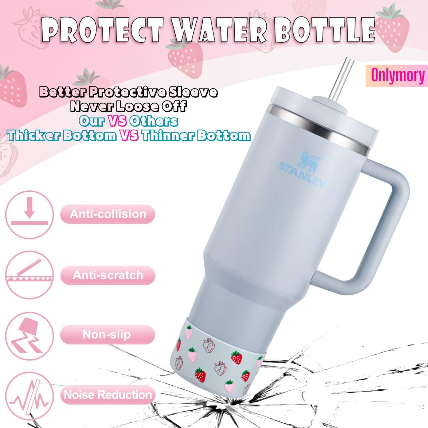 Onlymory Silicone Boot for Stanley Cup 40 30 20 OZ, Bottom Boot for Stanley 30OZ 20OZ IceFlow Tumbler, Bottom Cover Protector for Stanley Cup Boots Accessories