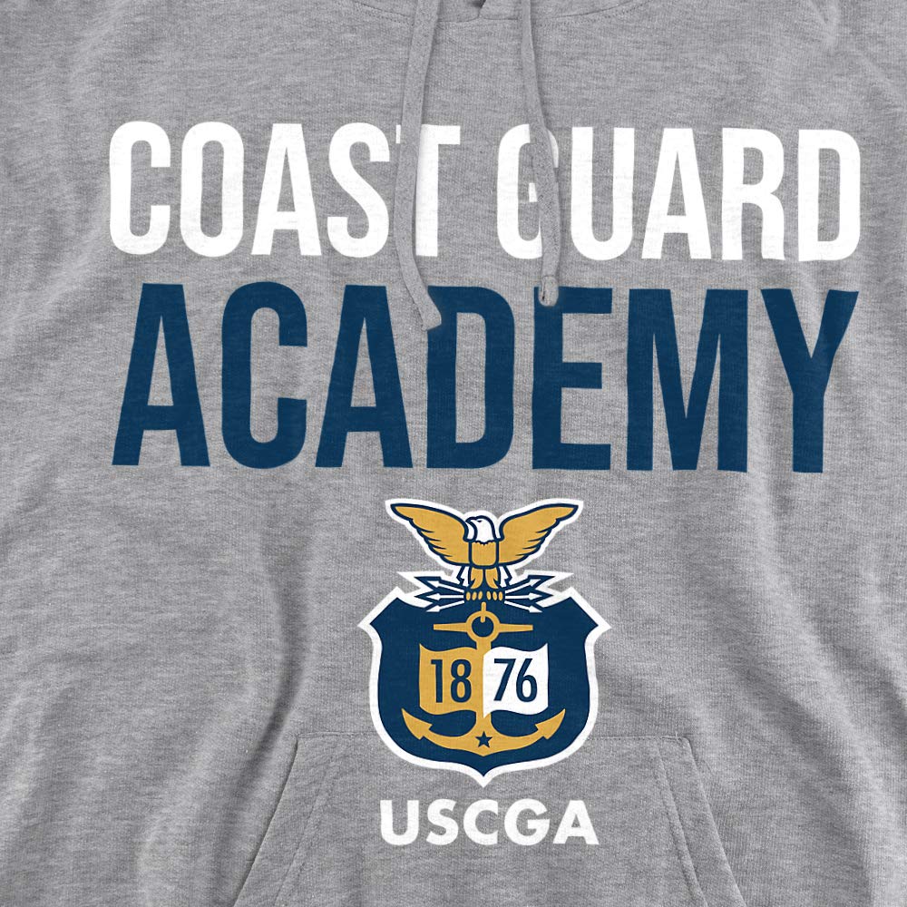 United States Coast Guard Academy Official Stacked Unisex Adult Pull-Over Hoodie, Athletic Heather, Small