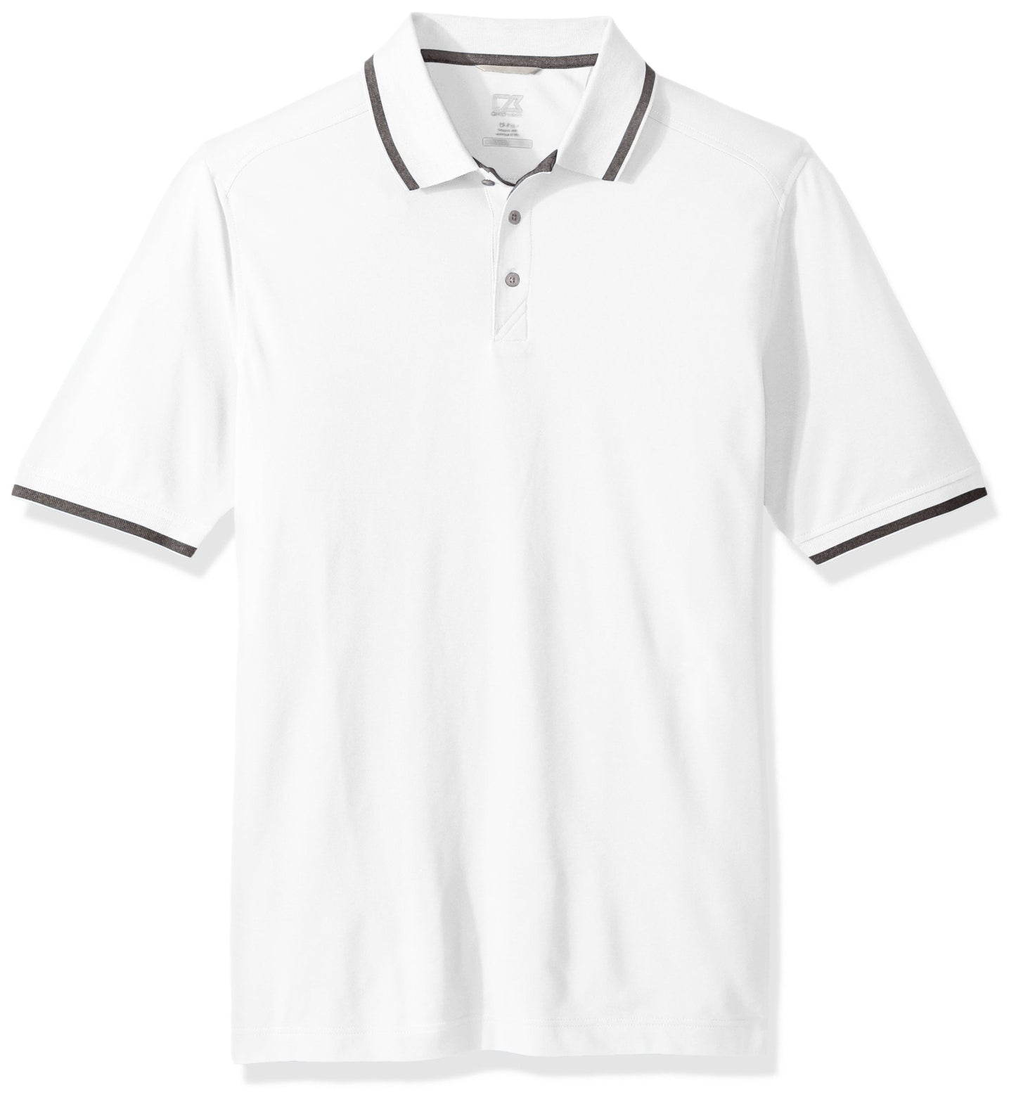 Cutter & Buck Men's 35+ UPF Lightweight Cotton Advantage Tipped Polo Shirt, White, Small