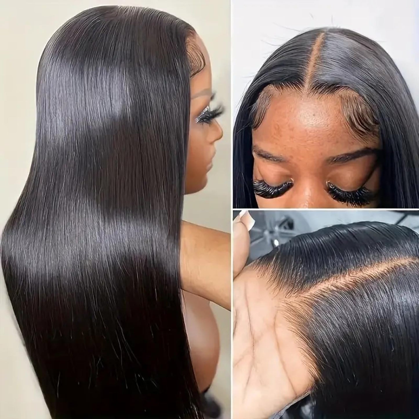 20 inch Straight Lace Front Wigs Human Hair 250% Density Wig 13 x 4 Lace Front Glueless Wigs Pre Plucked Pre Cut Virgin Wigs for Women Natural Black