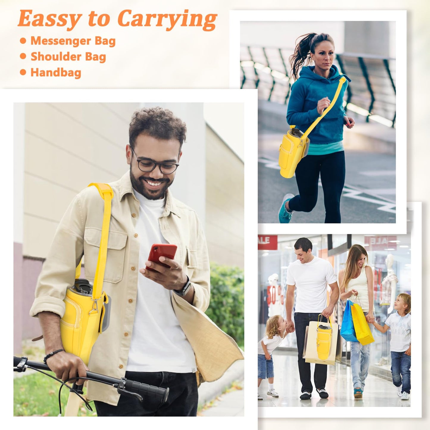 Water Bottle Carrier Bag with Phone Pocket Compatible with Stanley/Meoky 40 oz Tumbler with Handle,Neoprene Water Bottle Holder Pouch with Adjustable Strap Compatible with Stanley Cup Accessories