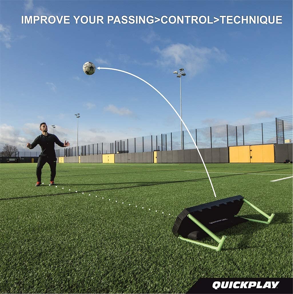 QUICKPLAY Replay Station Rebound Board - Portable Dual Surface Soccer Rebounder with Adjustable Angle, Sandbag - Soccer Training Equipment for Control, Passing, Shooting Practice – 37.5x9.5
