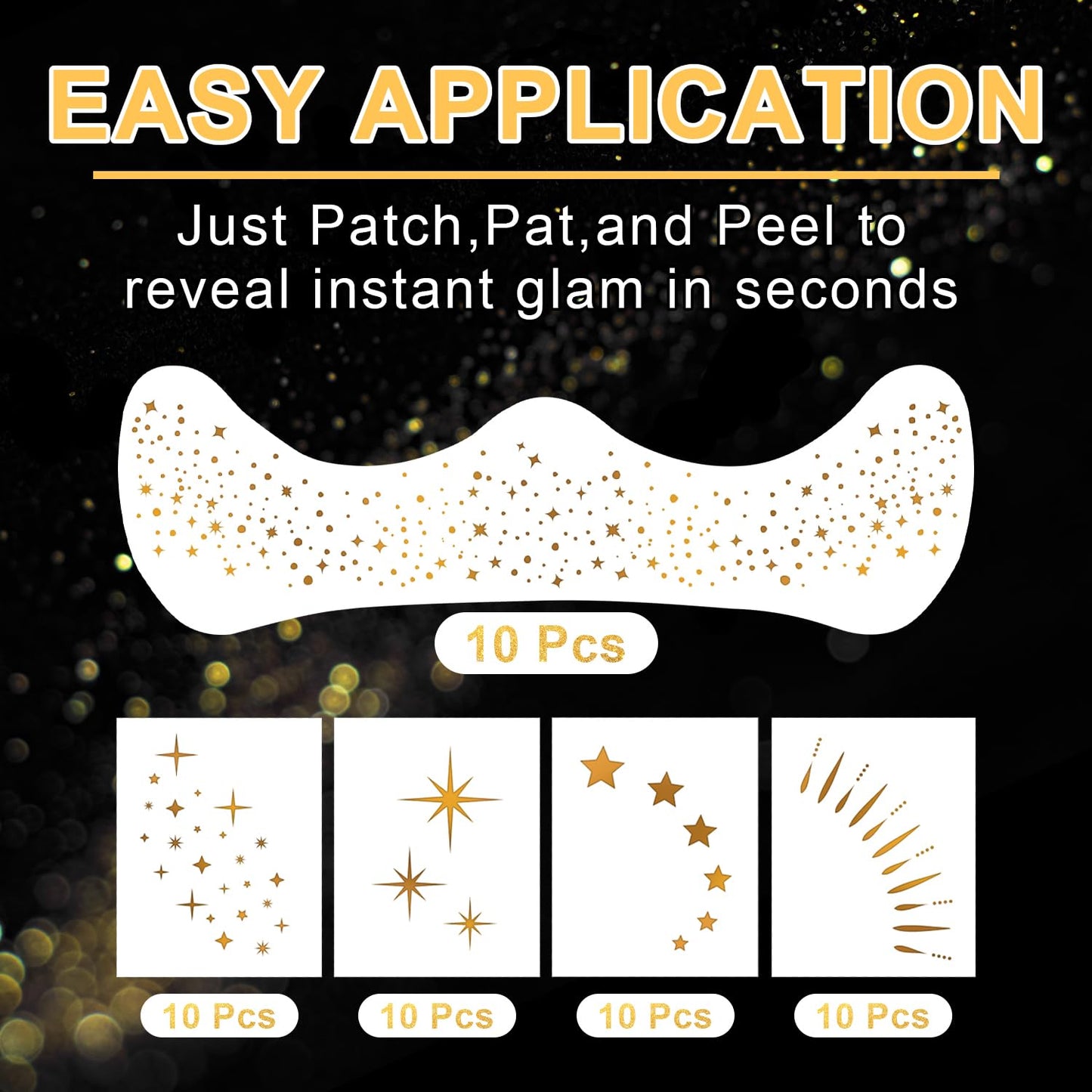 20 Pcs Gold Face Makeup Patches, Glitter Freckles Face Tattoo for Teenagers & Young Women, Sparkle Freckles Makeup Patches, Waterproof Face Glitter Freckles for for Christmas(Gold)