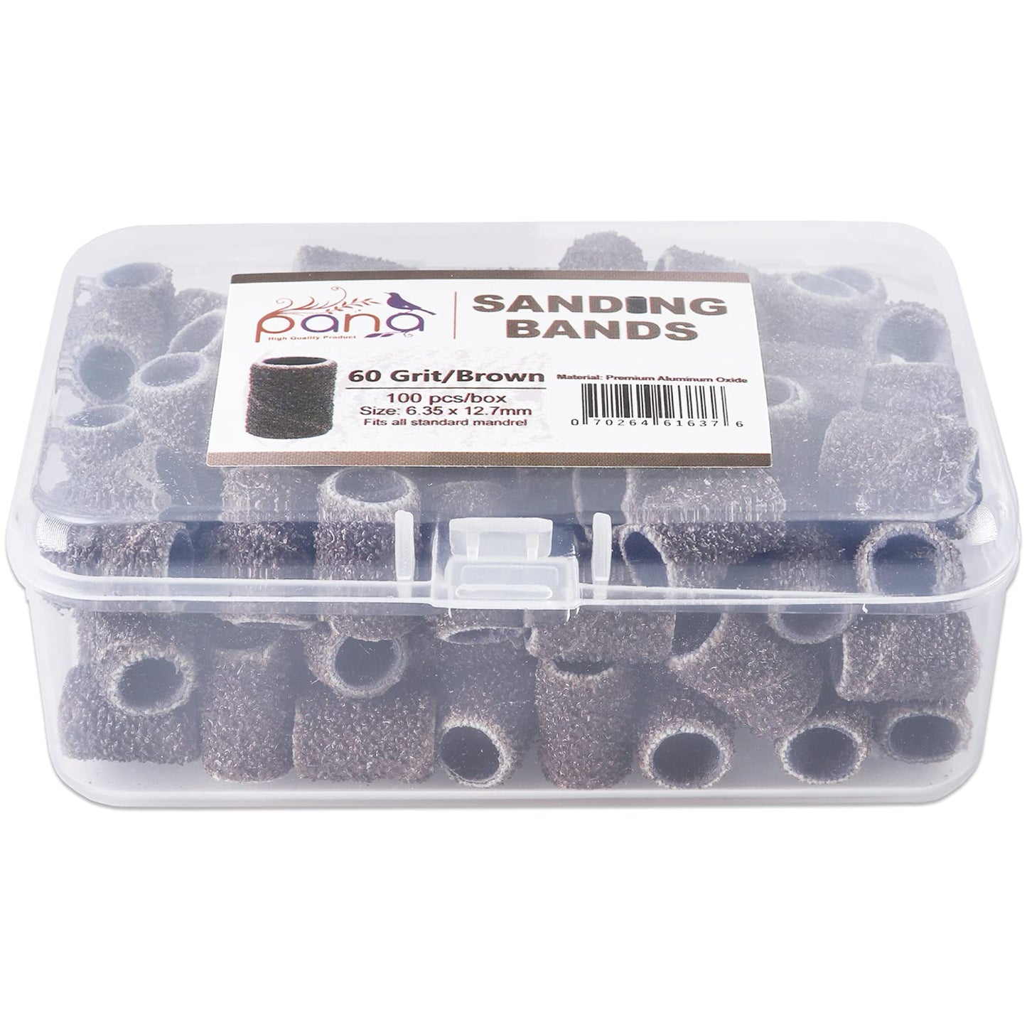 100 Pcs Large Brown Nail Drill Bits Sanding Bands for Nail Drill 60 Coarse Grit – Nail File for Acrylic Nail Gel Manicures Pedicure