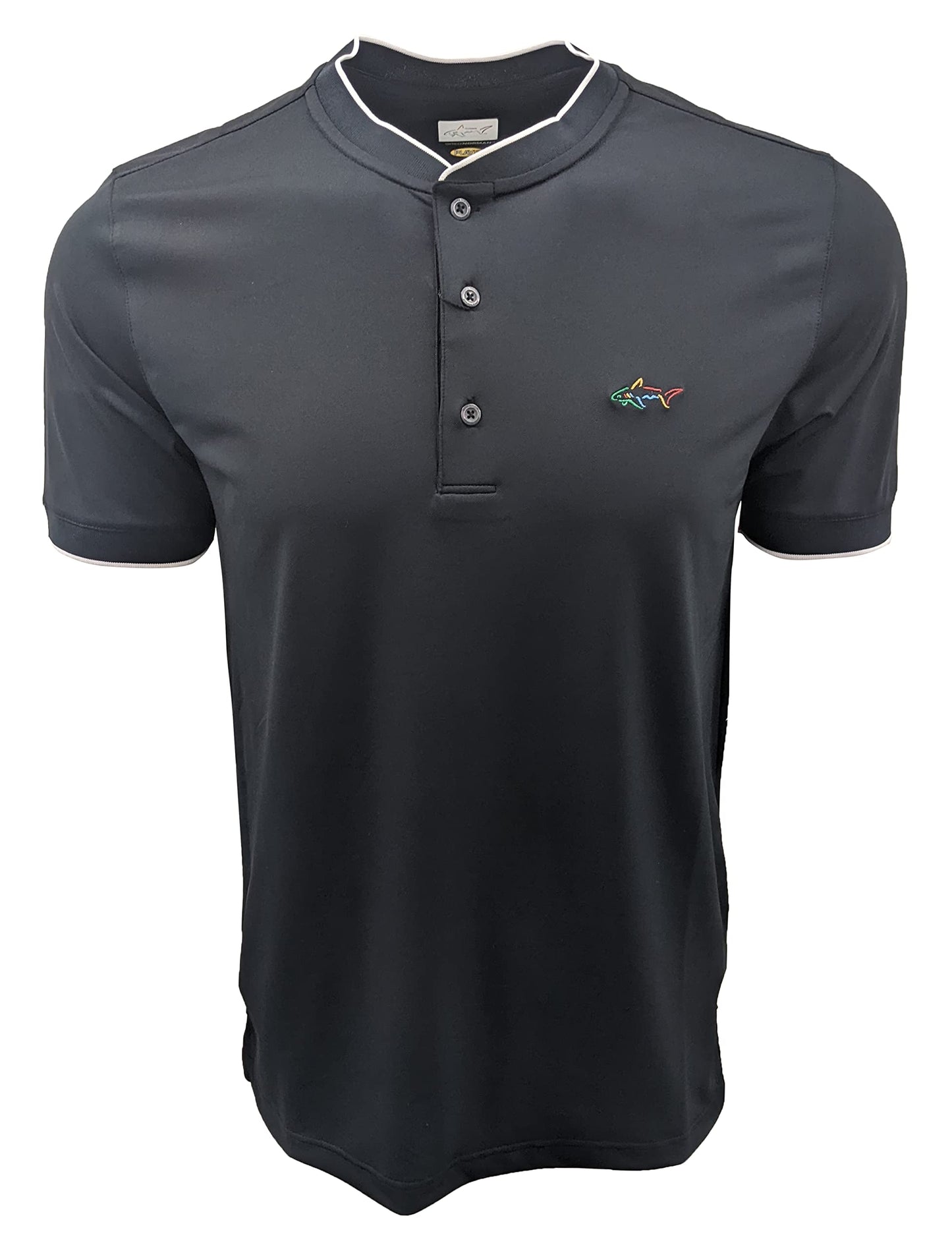 Greg Norman Casual Henley Style Short Sleeve Shirts (G7XLK385) (X-Large, Black)