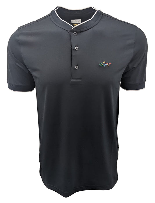 Greg Norman Casual Henley Style Short Sleeve Shirts (G7XLK385) (X-Large, Black)
