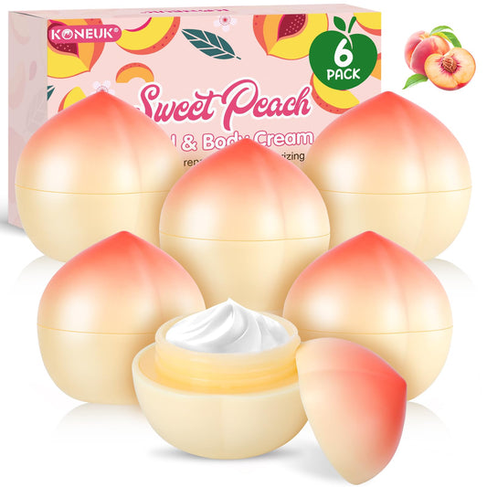 6 Pack Moisturizing Hand Cream Set, Easter Basket Stuffers, Mothers Day Gifts for Mom, Bulk Hand Lotion for Dry Cracked Hands, Teacher Appreciation Gifts and Nurses Week Gifts, 1.06 Oz (Peach)