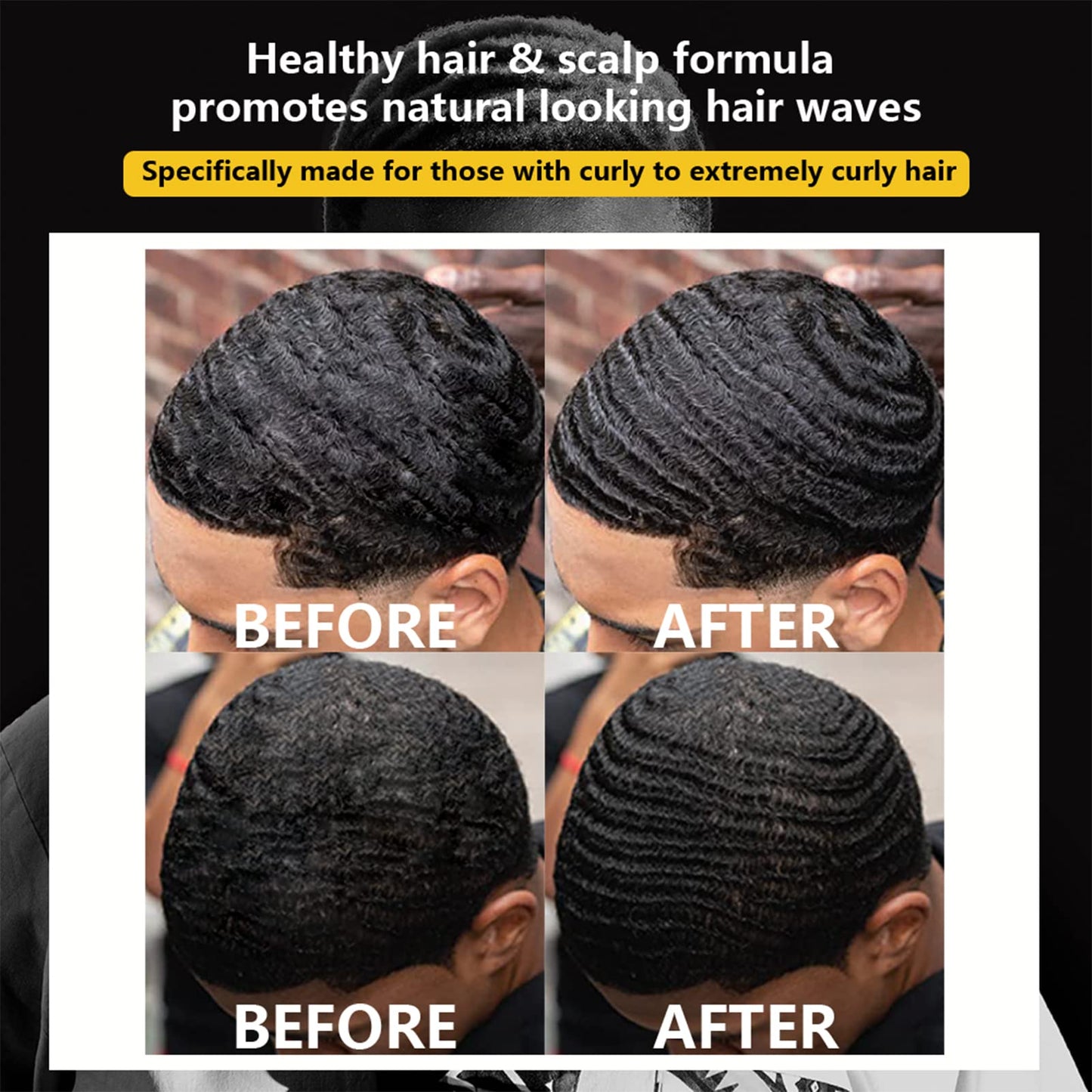Natural Wave Pomade for Men Strong Hold, Easy Wash 360 Wave Training Hair Cream, Waves Grease for Men Promotes Layered Waves, Moisture, Control & Shine (Wave Pomade+Wave Brushes*2+ Silky Durag)