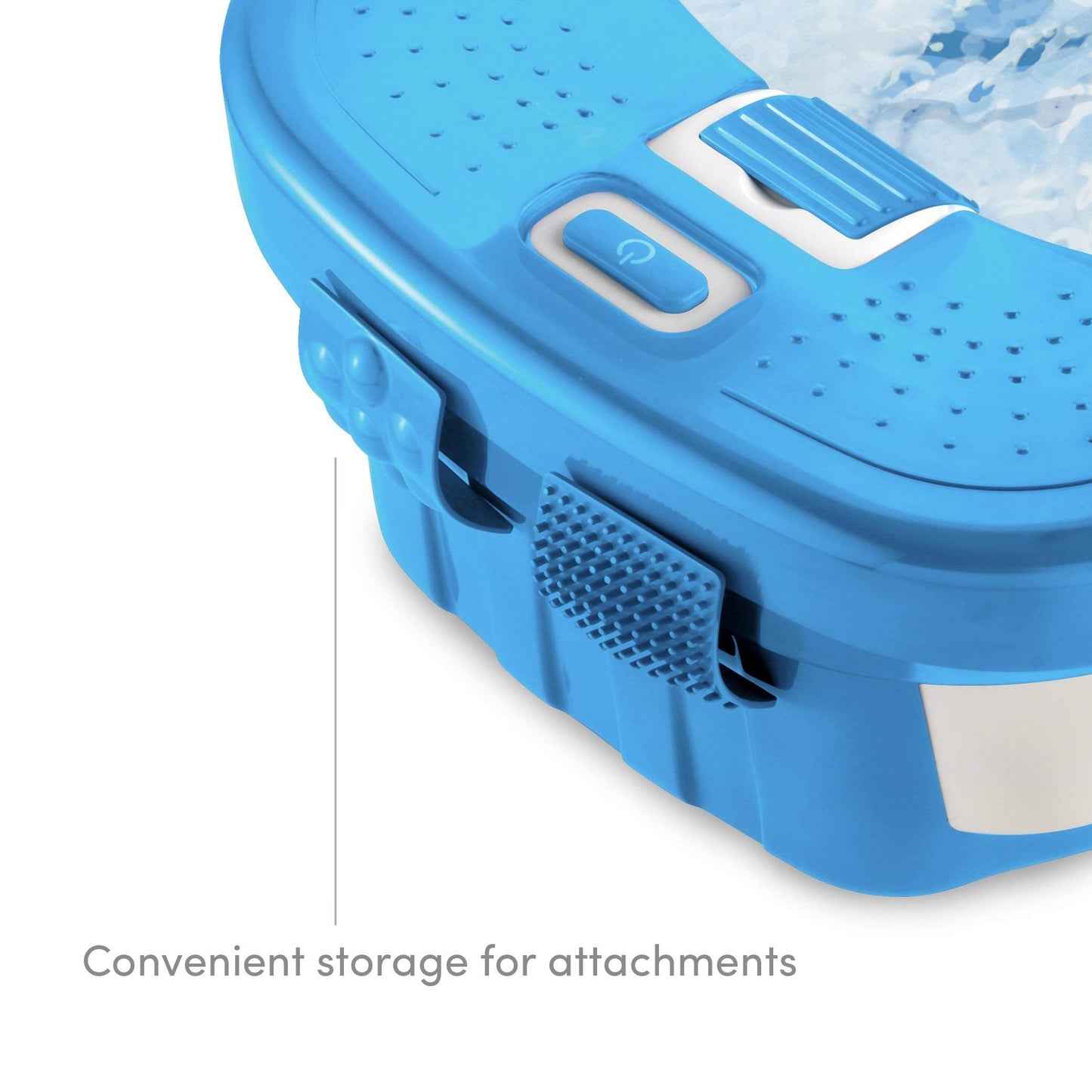 Homedics Bubble Bliss Deluxe Foot Spa with Heat Massaging Arch, 3 Acupressure Attachments, Splash Guard, Raised Nodes Creates Bubbles, Improves Circulation, Soothe Tired Muscles, Built-in Storage