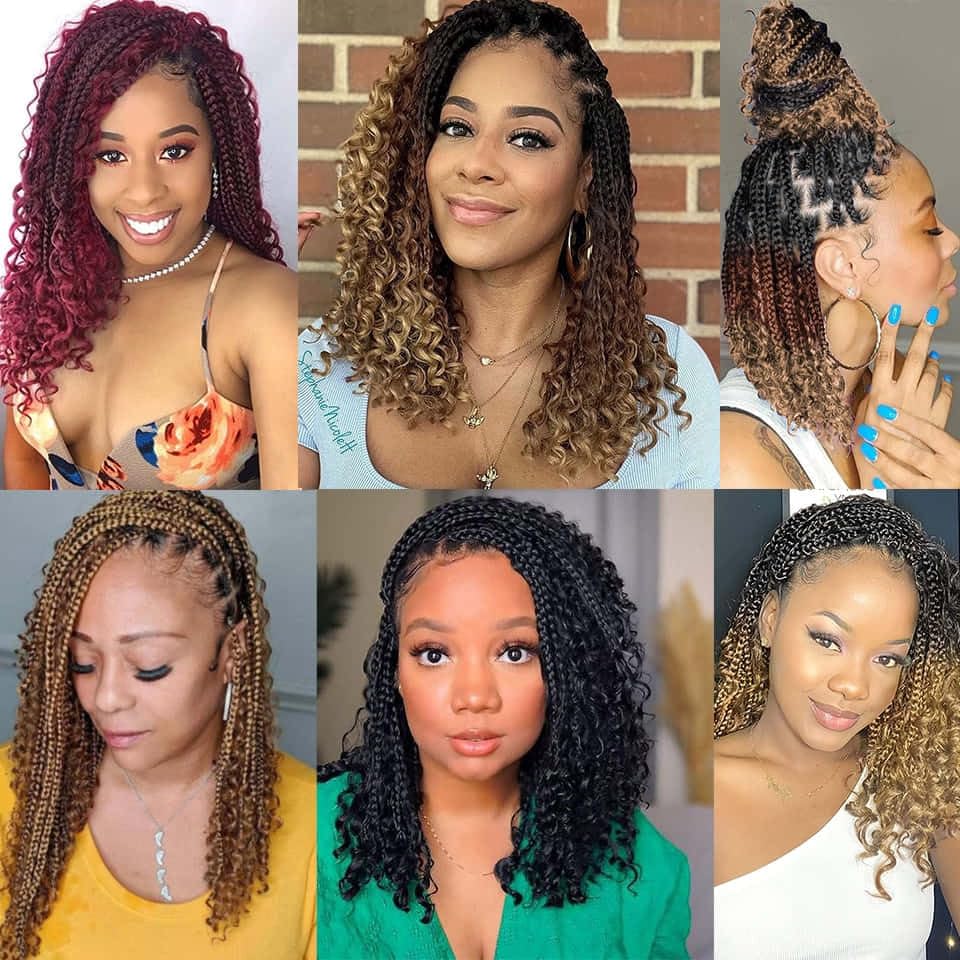 Goddess Box Braids Crochet Hair With Curly Ends 8 Packs-12 Inch Crochet Hair for Black Women Bohomian Crochet Box Braids (1b/30/27, 12inch)