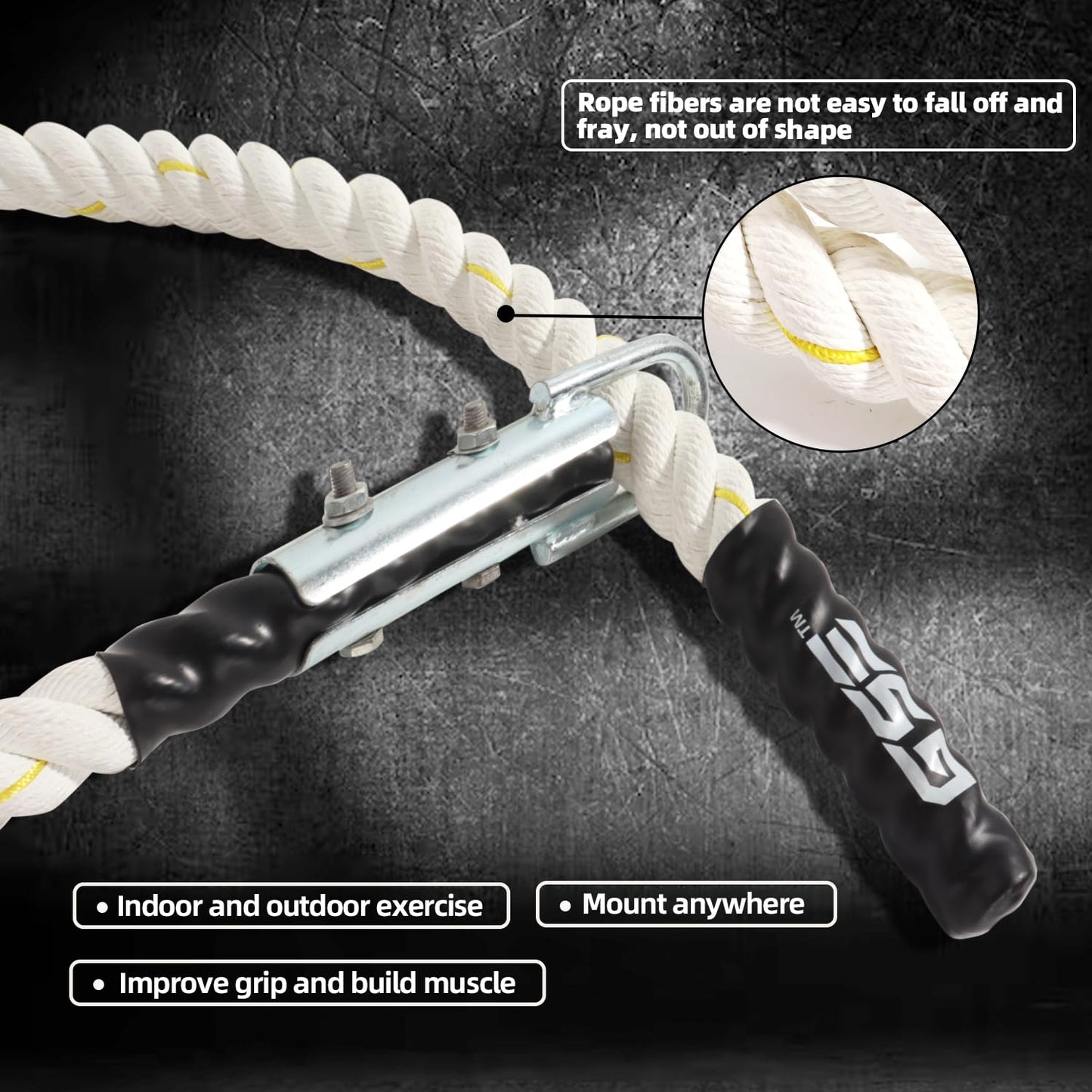 GSE Games & Sports Expert Gym Climbing Rope, Polyester Workout Rope for Indoor/Outdoor and Home Workouts. Great for Climbing Exercises, Strength Training - 6,10,15,20,25,30 Feet Lengths Available