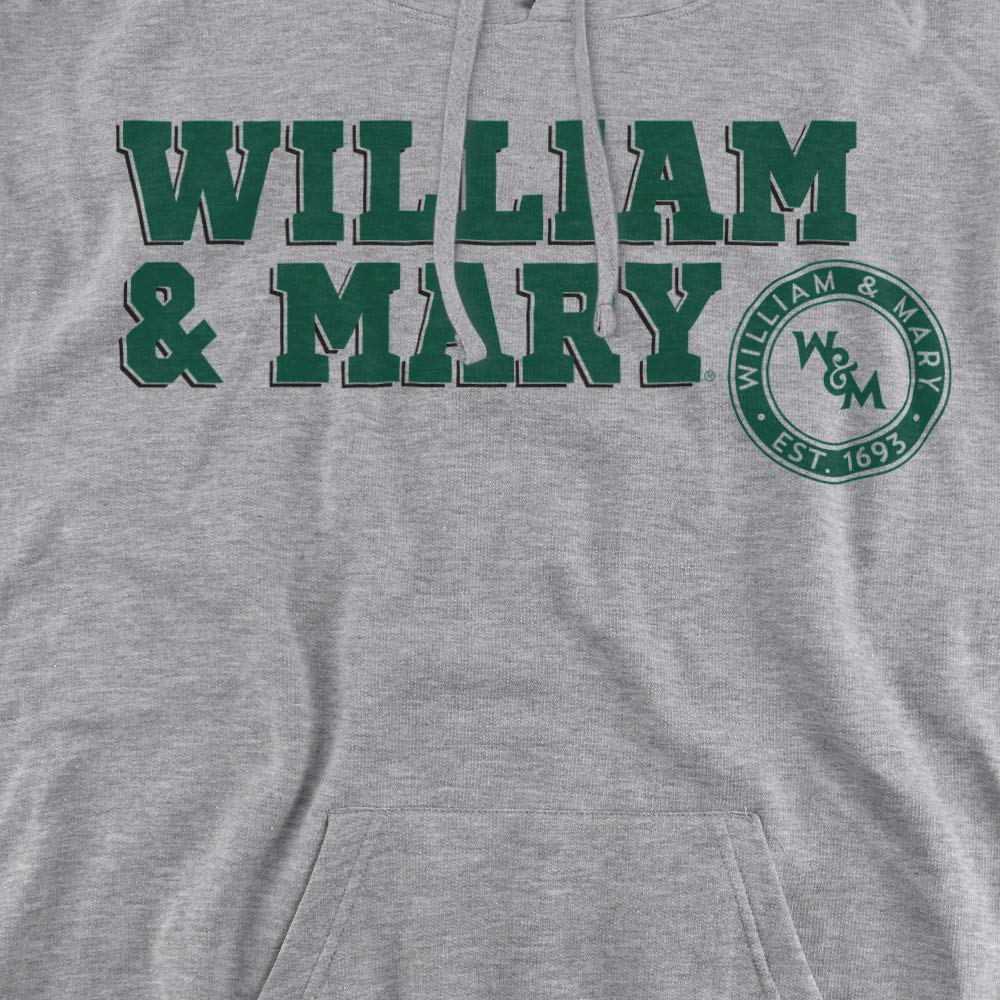 William & Mary Official Block Text Unisex Adult Pull-Over Hoodie,Athletic Heather, Small