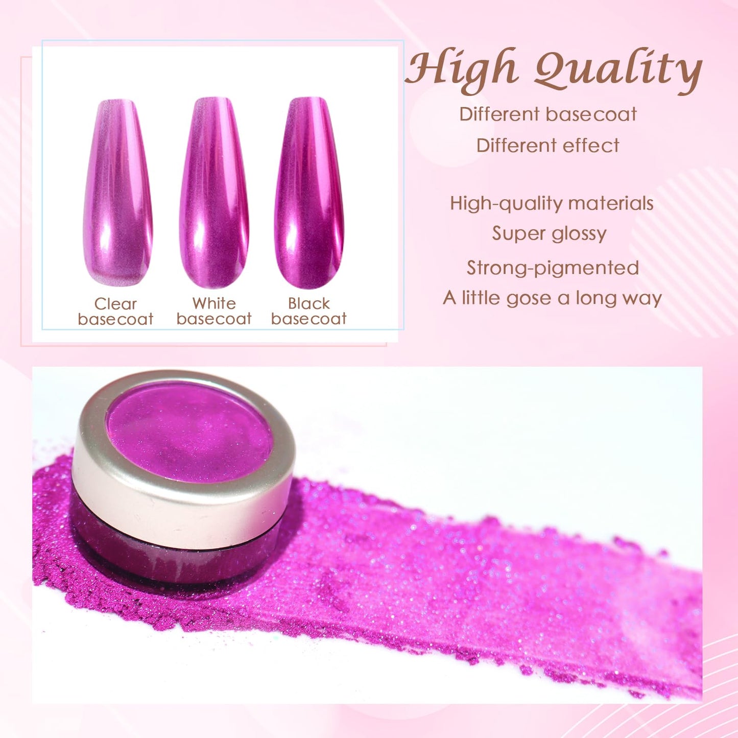 Laza Chrome Nail Powder Mirror Effect Metallic Dust Holographic Glitter Glazed Manicure Decoration Reflective Pigment for DIY Gel Polish Nail Art, Resin Craft, Gifts - Orchid Purple