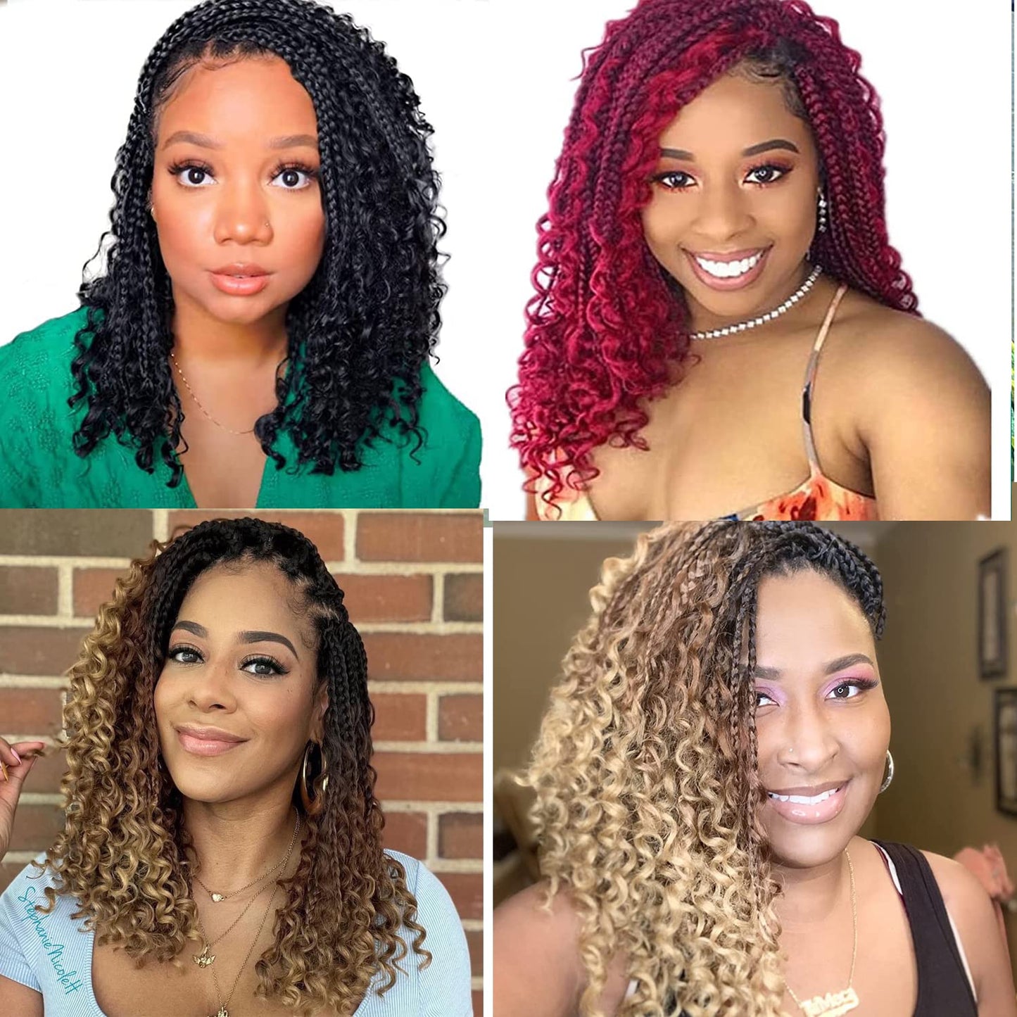 8 Packs Crochet Box Braids- 14 Inch Goddess Box Braids Crochet Hair Bohomian Crochet Braids Hair Synthetic Braiding Hair Extensions Crochet Hair for Black Women (14(8Packs), 27/613)