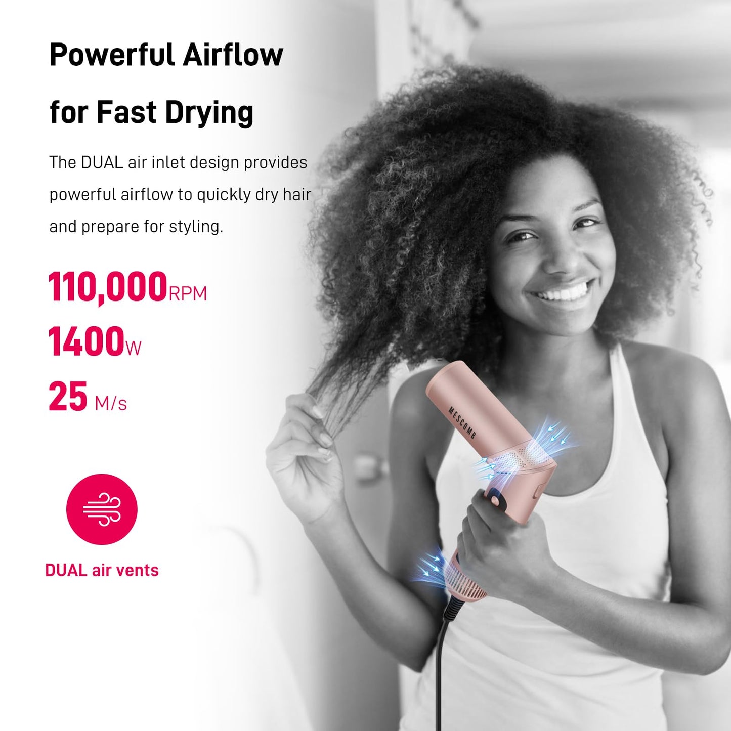 Hair Dryer Brush 5 in 1-110,000 RPM High-Speed Frizz-Free Blow Dryer for Fast Drying, Multi Hair Styler with Auto-Wrap Curlers, Blow Dryer Brush for Straightening Volumizing Curling Styling