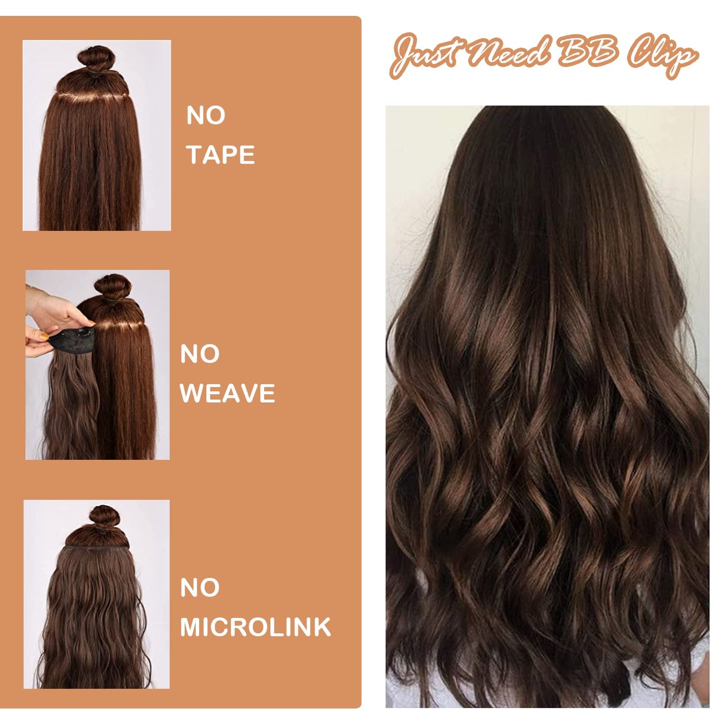 ELIO Clip in Hair Extensions, 20 Inch 6PCS Synthetic Long Thick Wavy Hair Clip Ins Extensions Double Weft Hairpieces Full Head For Women Extension 240g(8.47oz) (Golden Brown Mix Bleach Blonde)