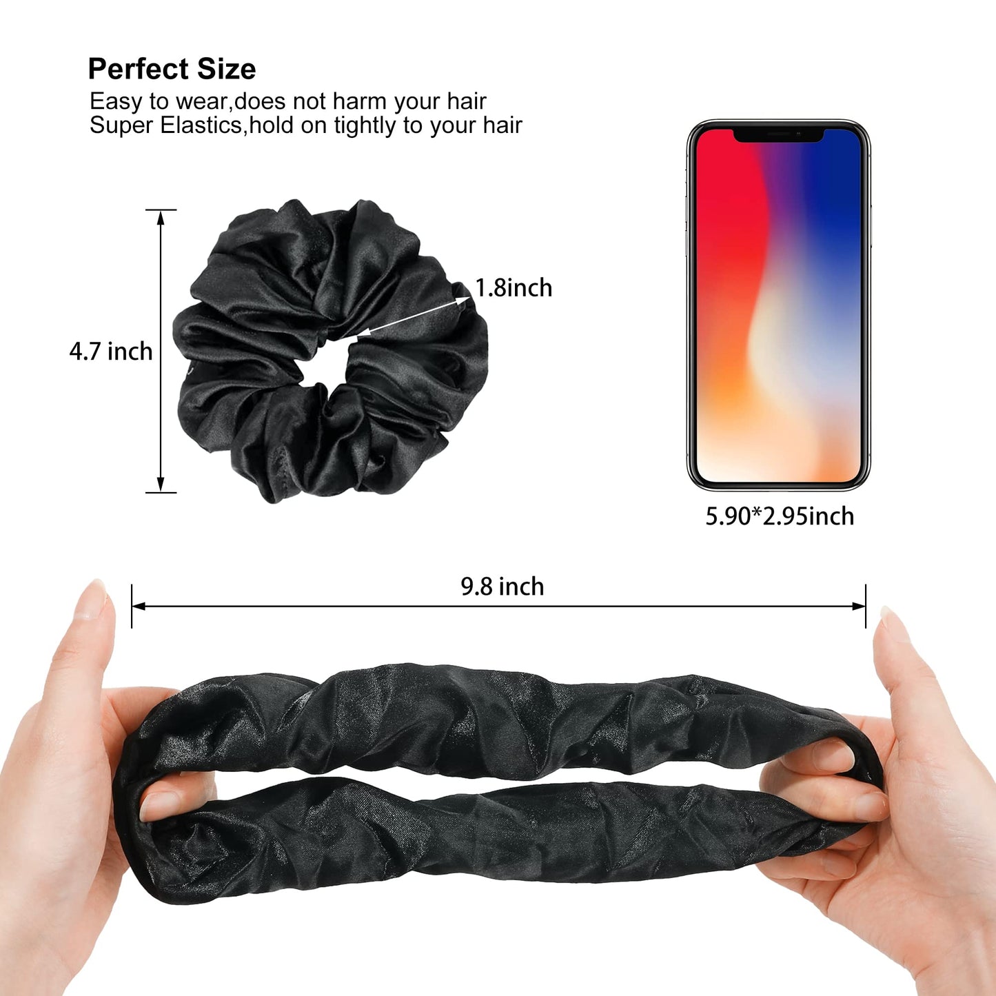 Ivyu 16 Pcs Satin Hair Scrunchies for Women Hair Ties Bands, Hot Pink, Perfect for Thick Curly Hair, No Crease Hair Ties No Damage, Fit for All Kinds of Hair, Excellent Stretch Elastic Band