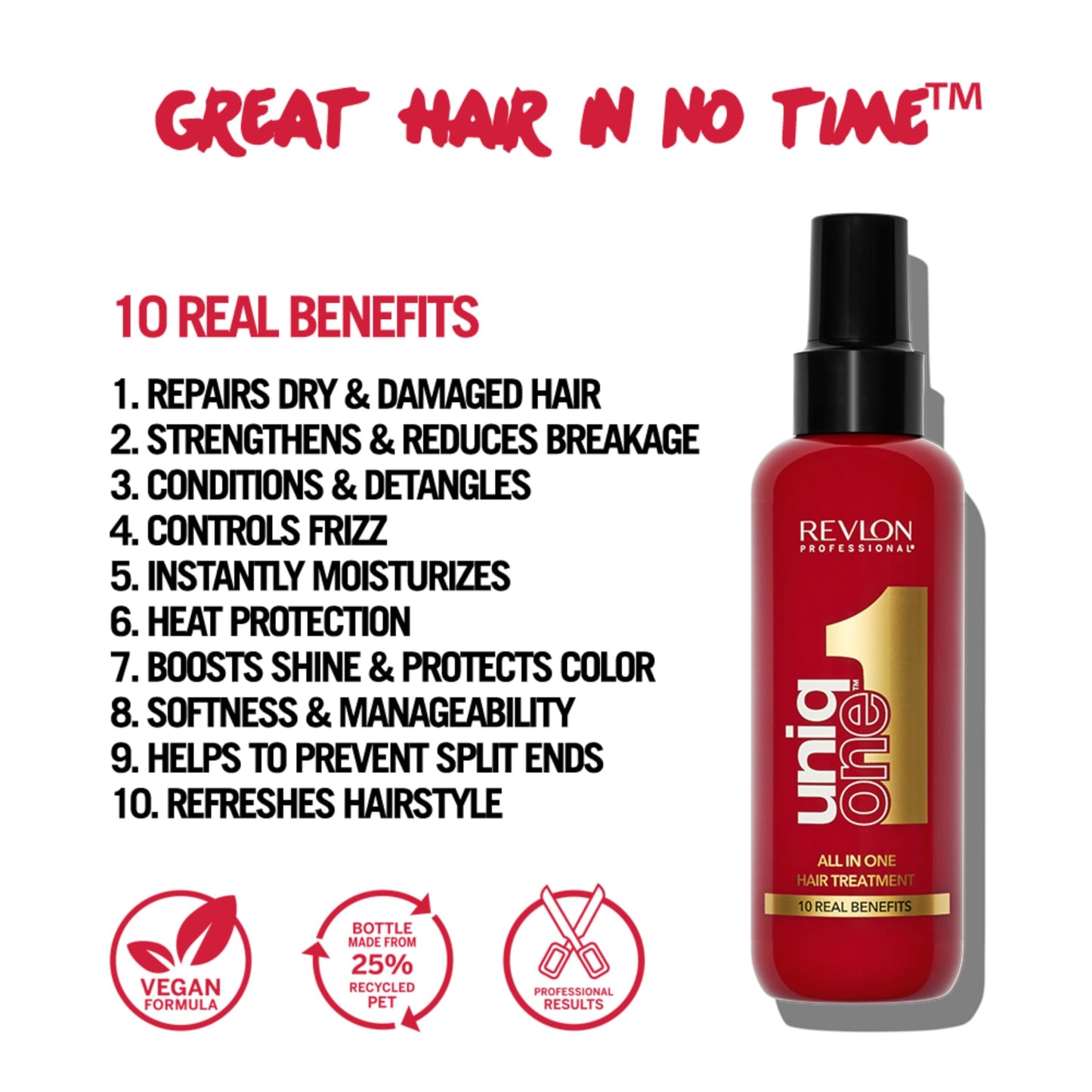 REVLON PROFESSIONAL UniqOne Moisturizing Leave-In Treatment, Repair For Damaged Hair, Classic Fragrance, 5.1 Fl Oz/150 ml (Pack of 1)