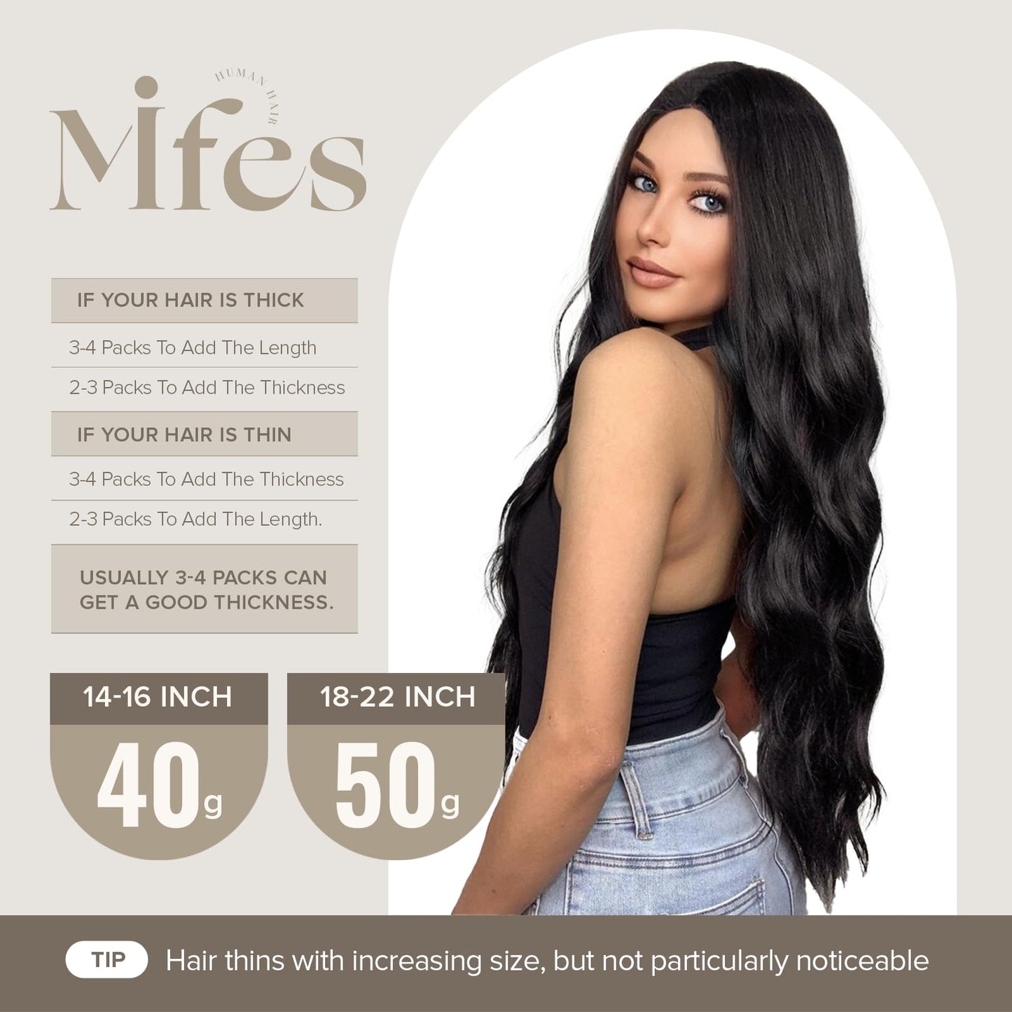 Mifes Tape in Hair Extensions Human Hair Natural Black #1B 20pcs/50g 22 Inch Natural Hair Extensions Remy Hair Invisible Long Tape in Hair Extensions Soft Natural Hair For Women