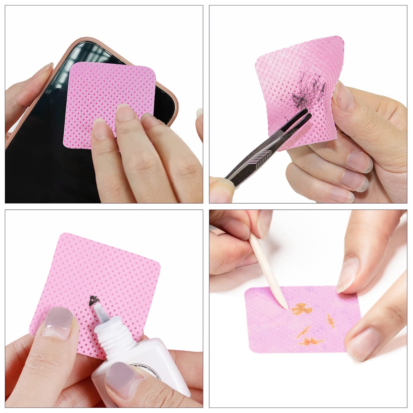 1080PCS Pink Lint-Free Nail Wipes, Non-Woven Polish Remover Wipes - Absorbent Pads for Eyelash Extensions, Nail Art & DIY Beauty Projects